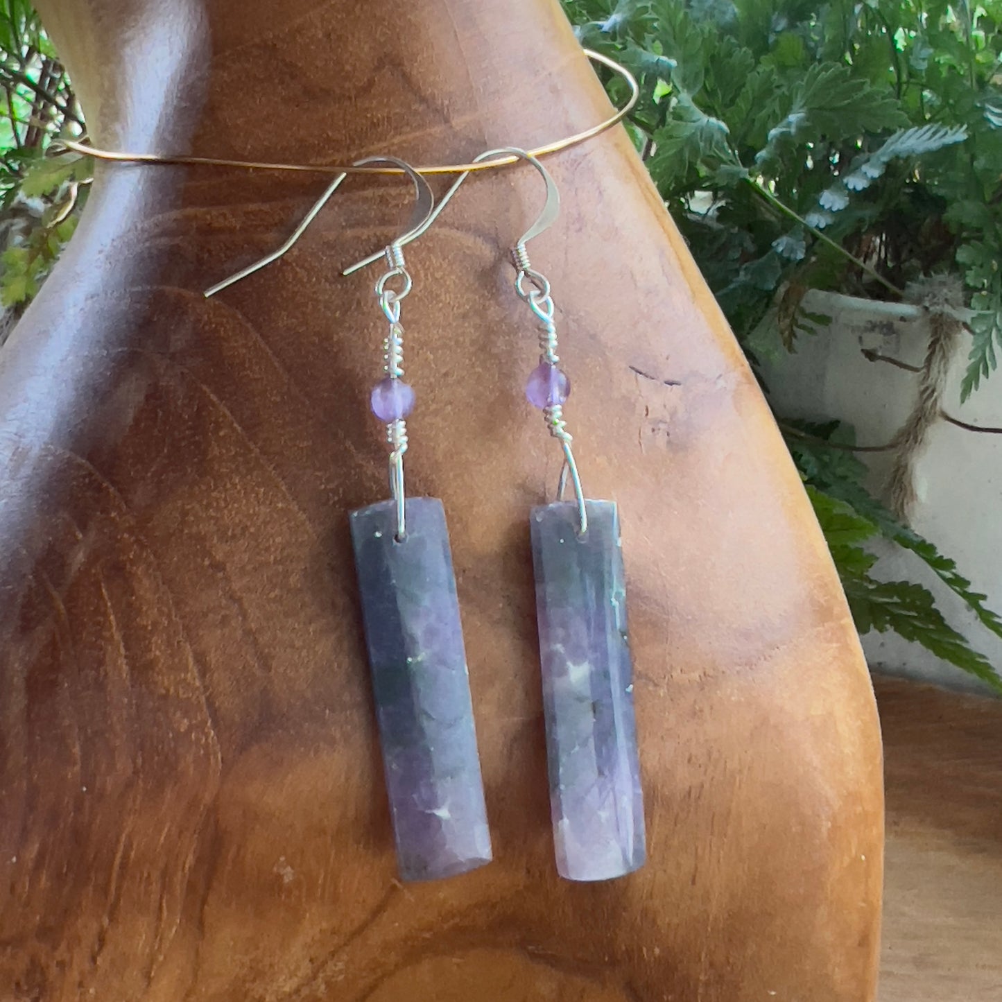 Purple Grape Agate with Amethyst Crystal Earrings: Connection ∙ Vision Guidance ∙ Peaceful Calm