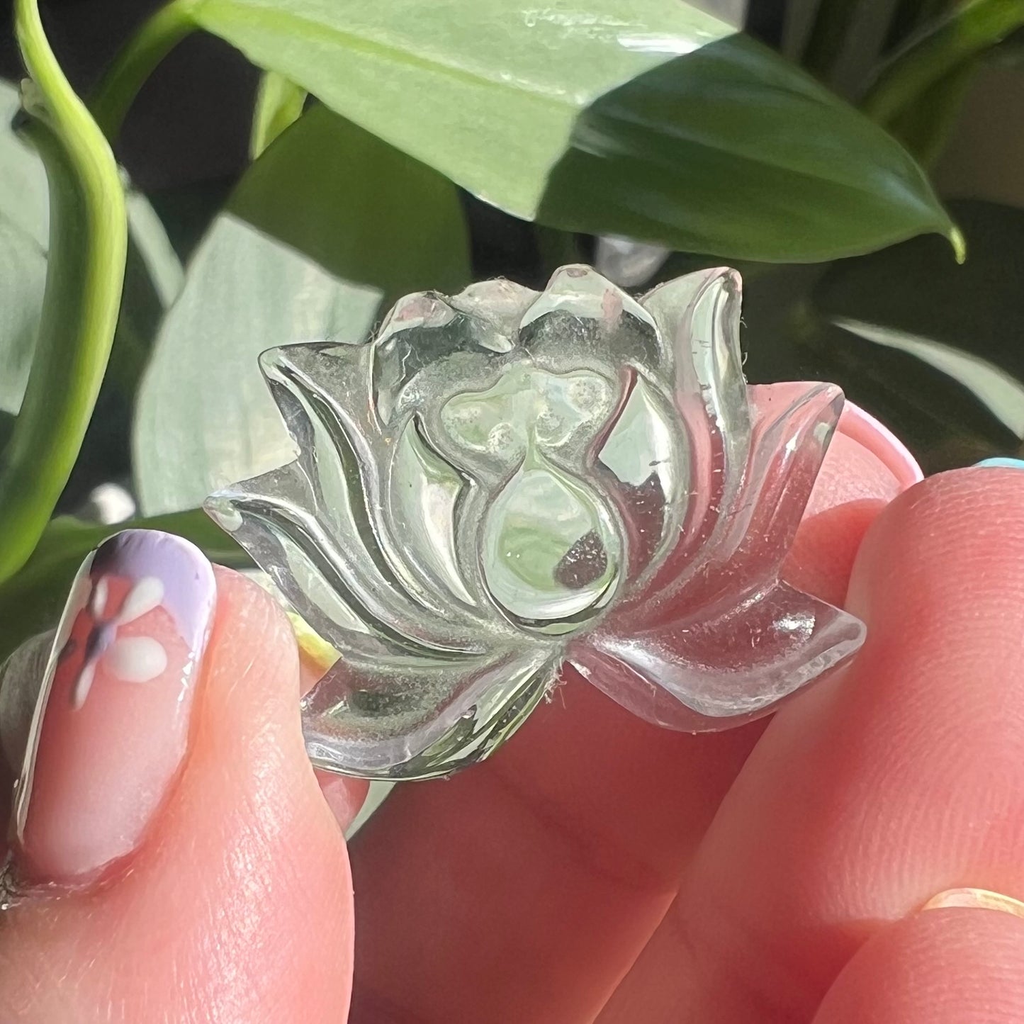 Clear Quartz Lotus Blossom Carving