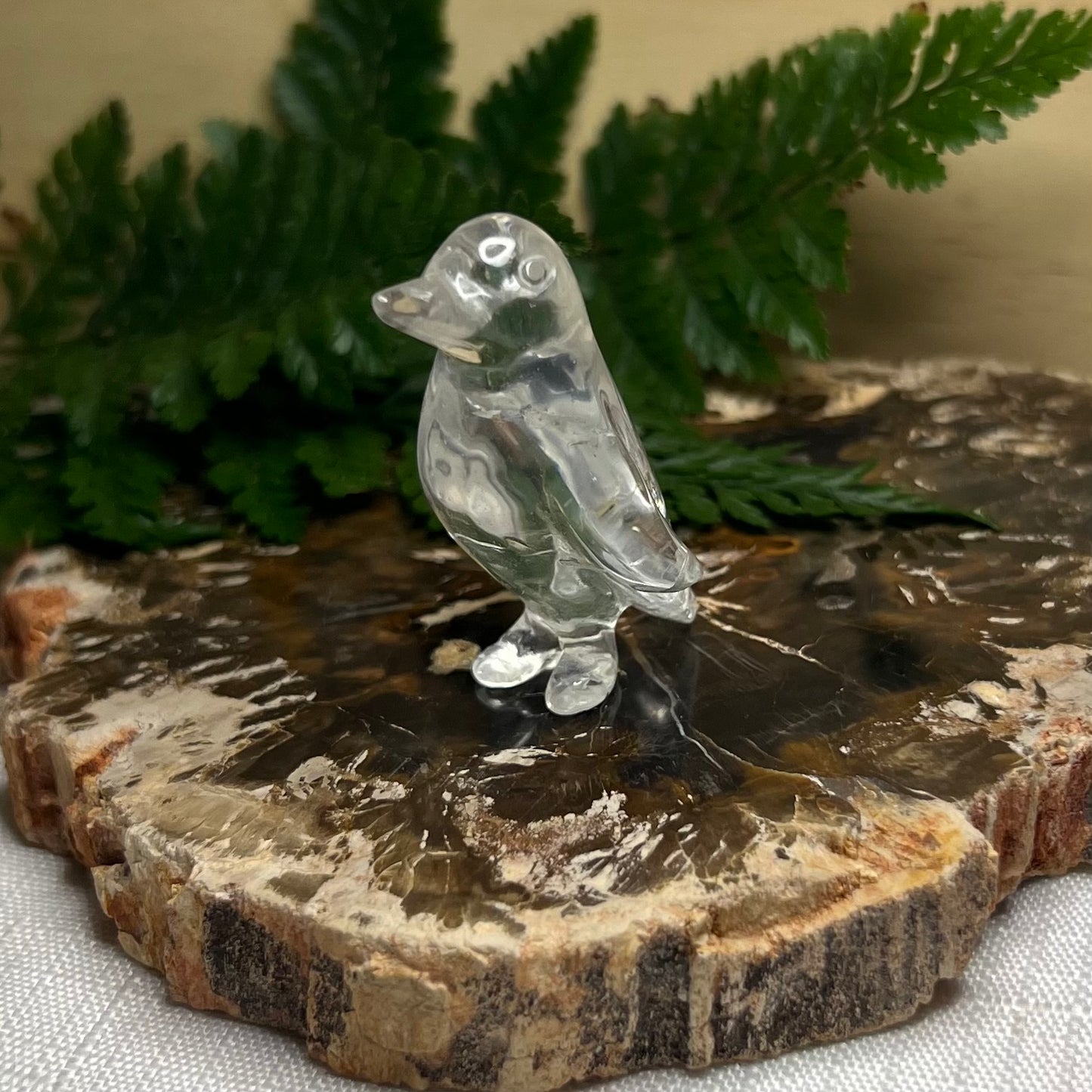 Clear Quartz Penguin Carving