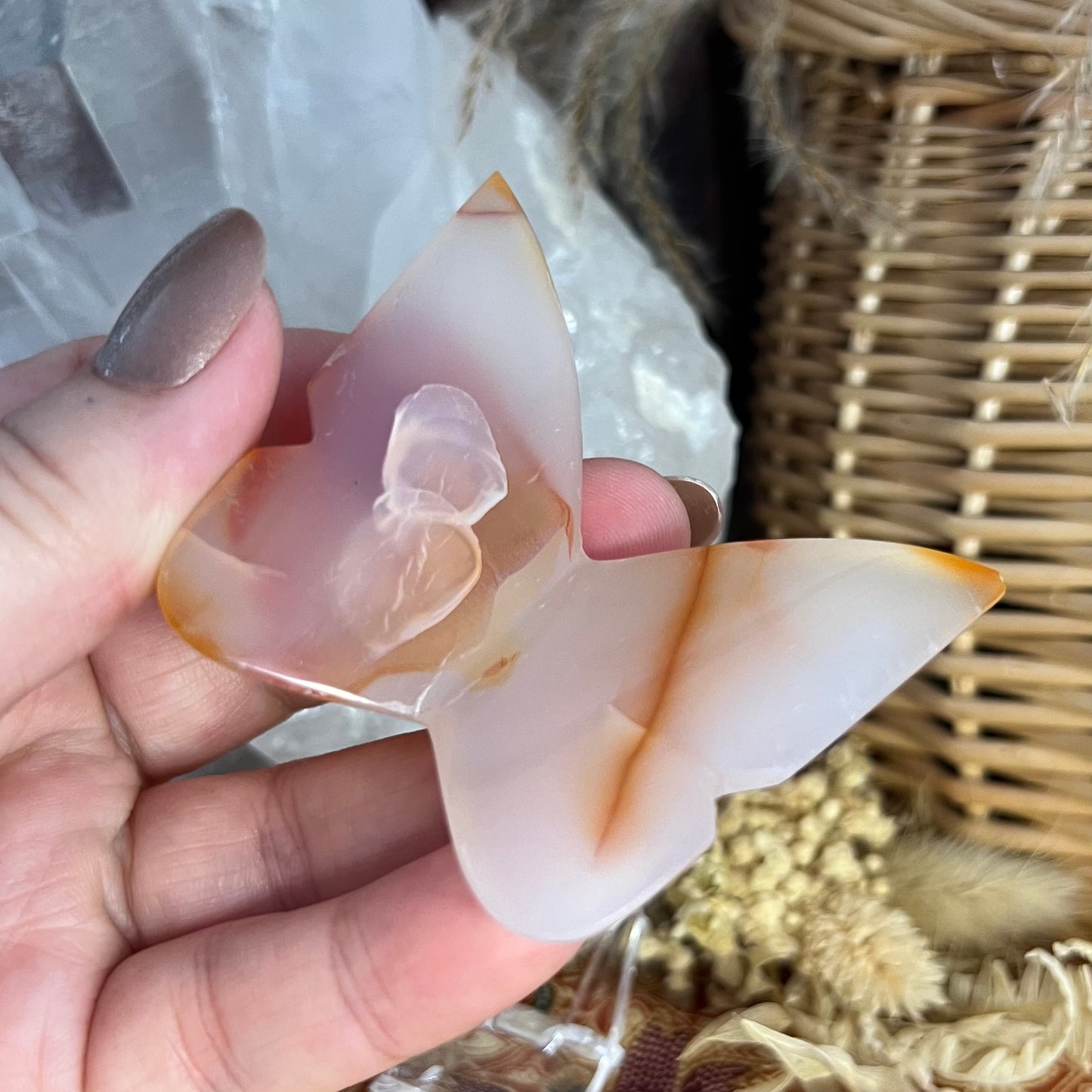 Carnelian 3D Butterfly Carving