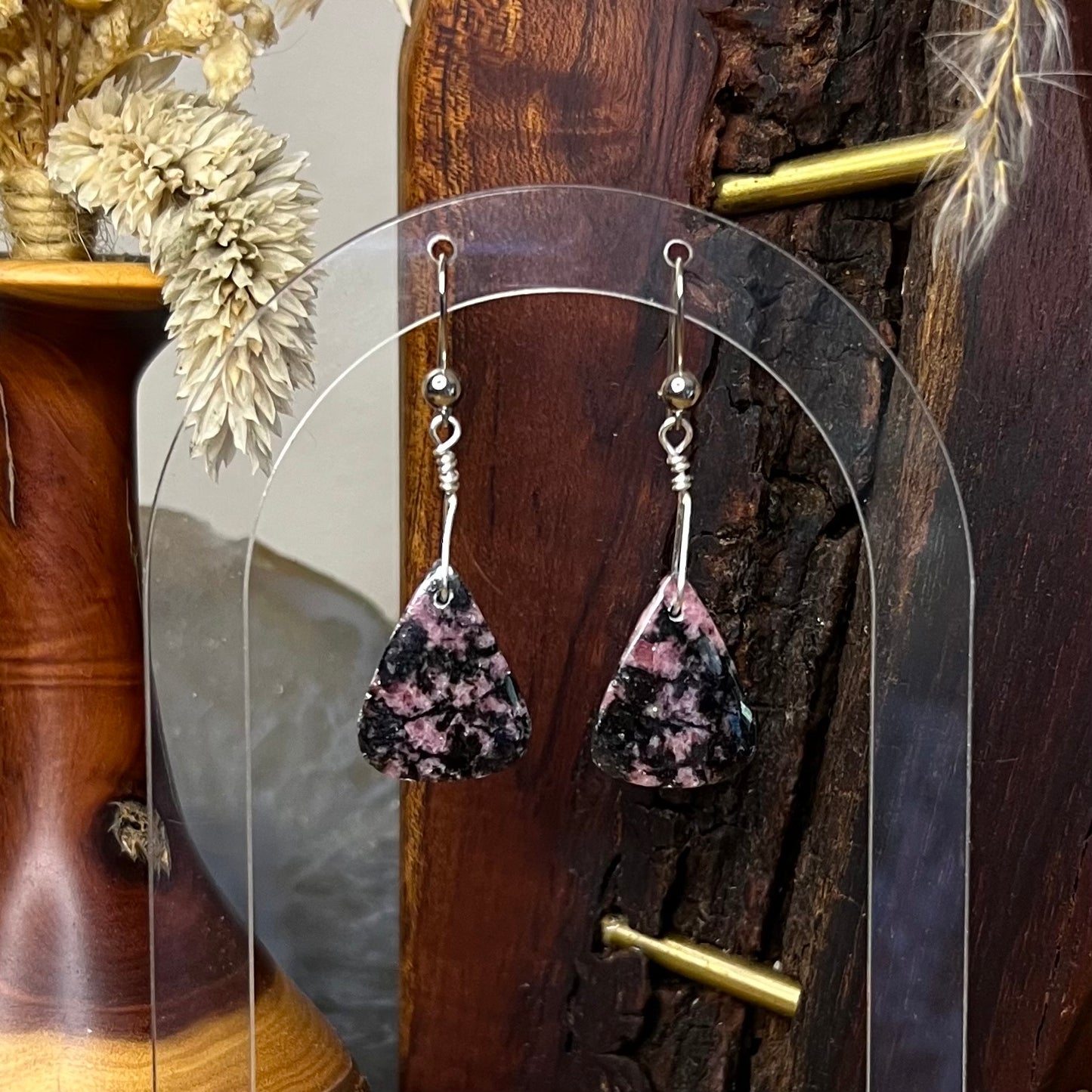 Rhodonite Crystal Earrings: Nurturing ∙ Emotional Healing ∙ Compassion