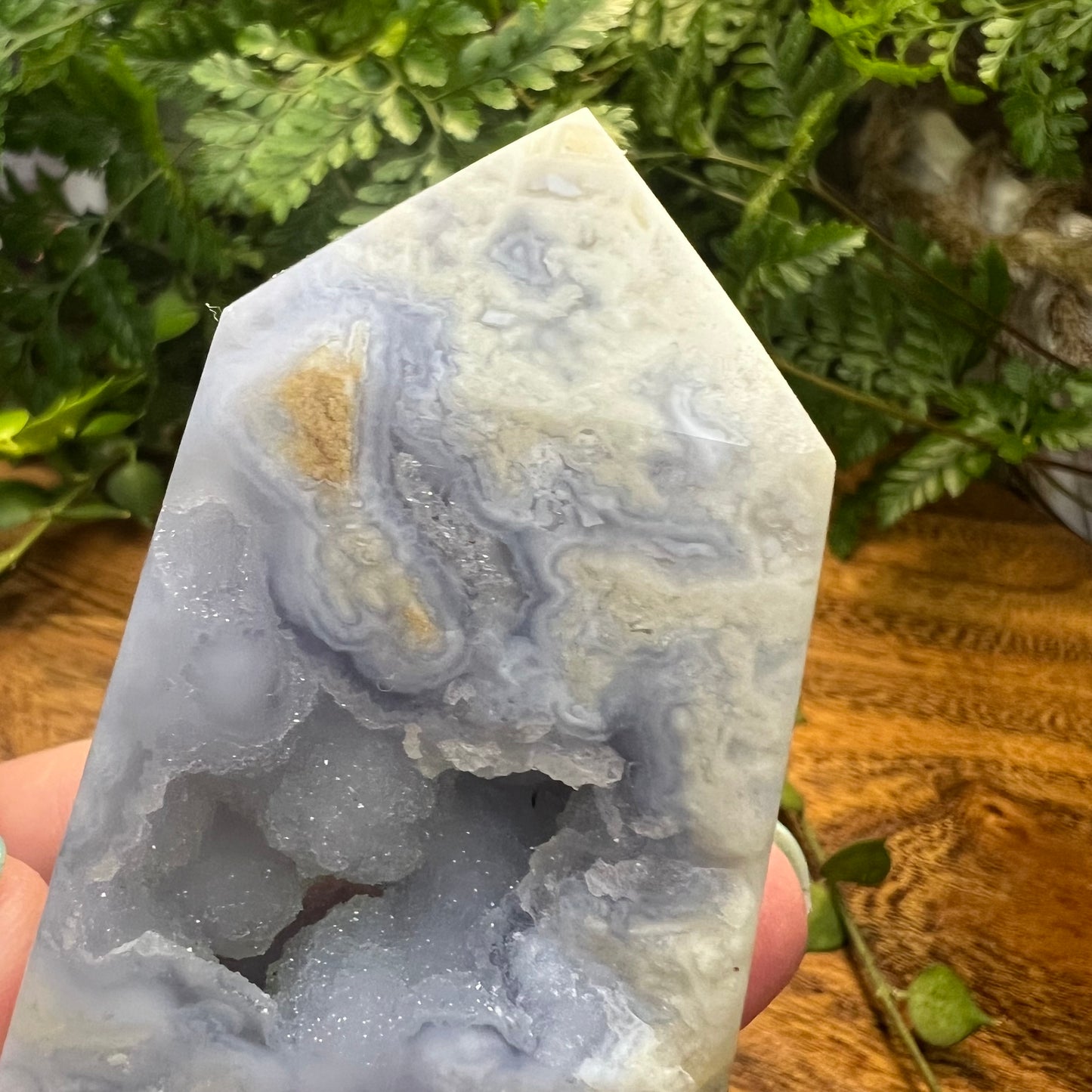 Blue Lace Agate Druzy Tower