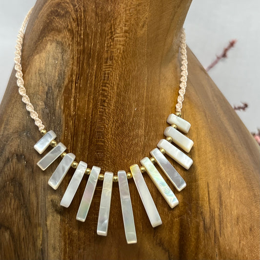 Mother of Pearl Macrame Necklace