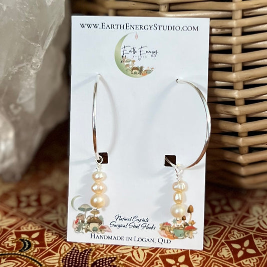 Dyed Freshwater Pearl Hoop Earrings