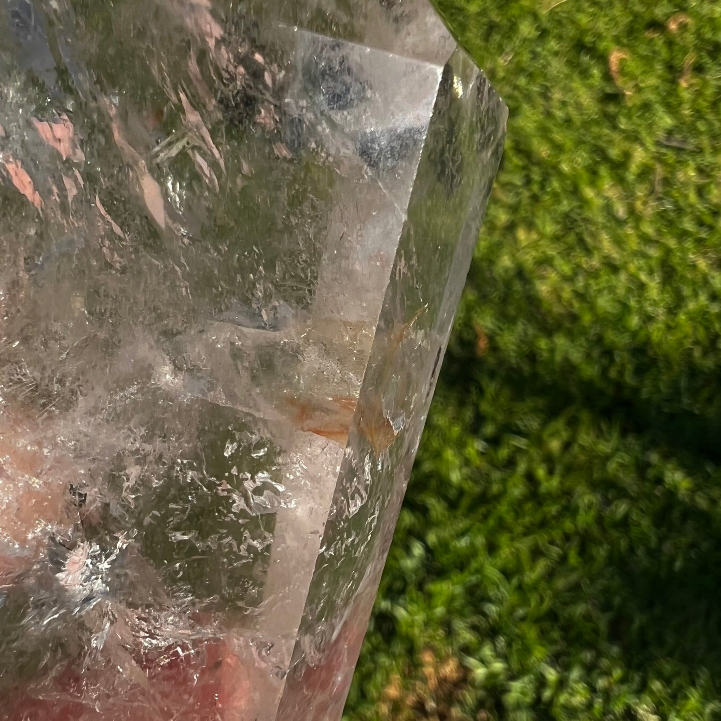 Chunky Polished Hyaline Quartz Point with Inclusions | Brazil | Chlorite, Rainbows & Penetrator