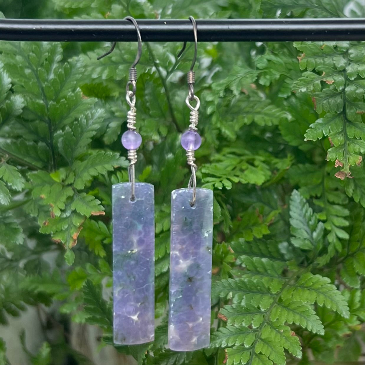 Purple Grape Agate with Amethyst Crystal Earrings: Connection ∙ Vision Guidance ∙ Peaceful Calm