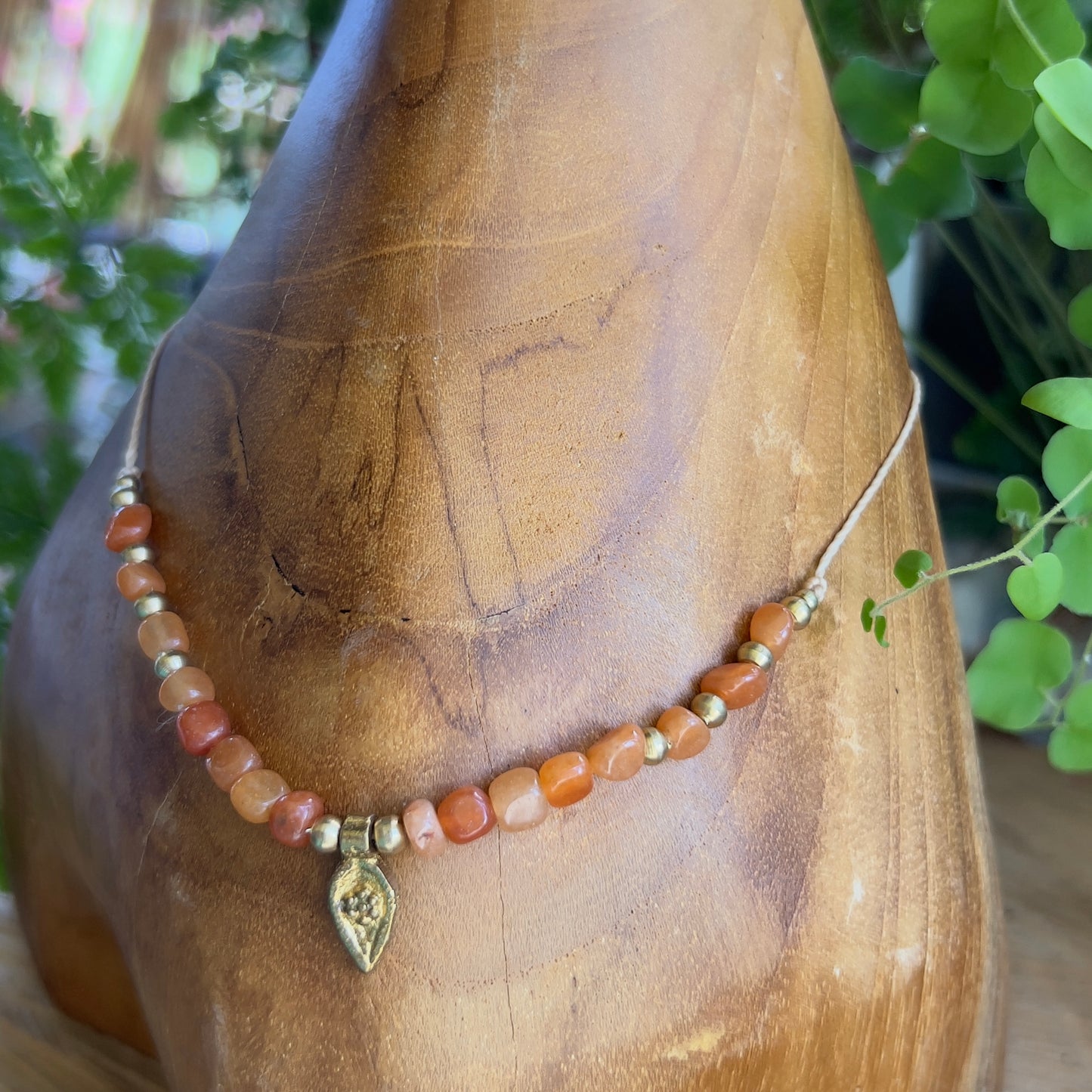 Carnelian and Brass Sacral Layer Crystal Necklace