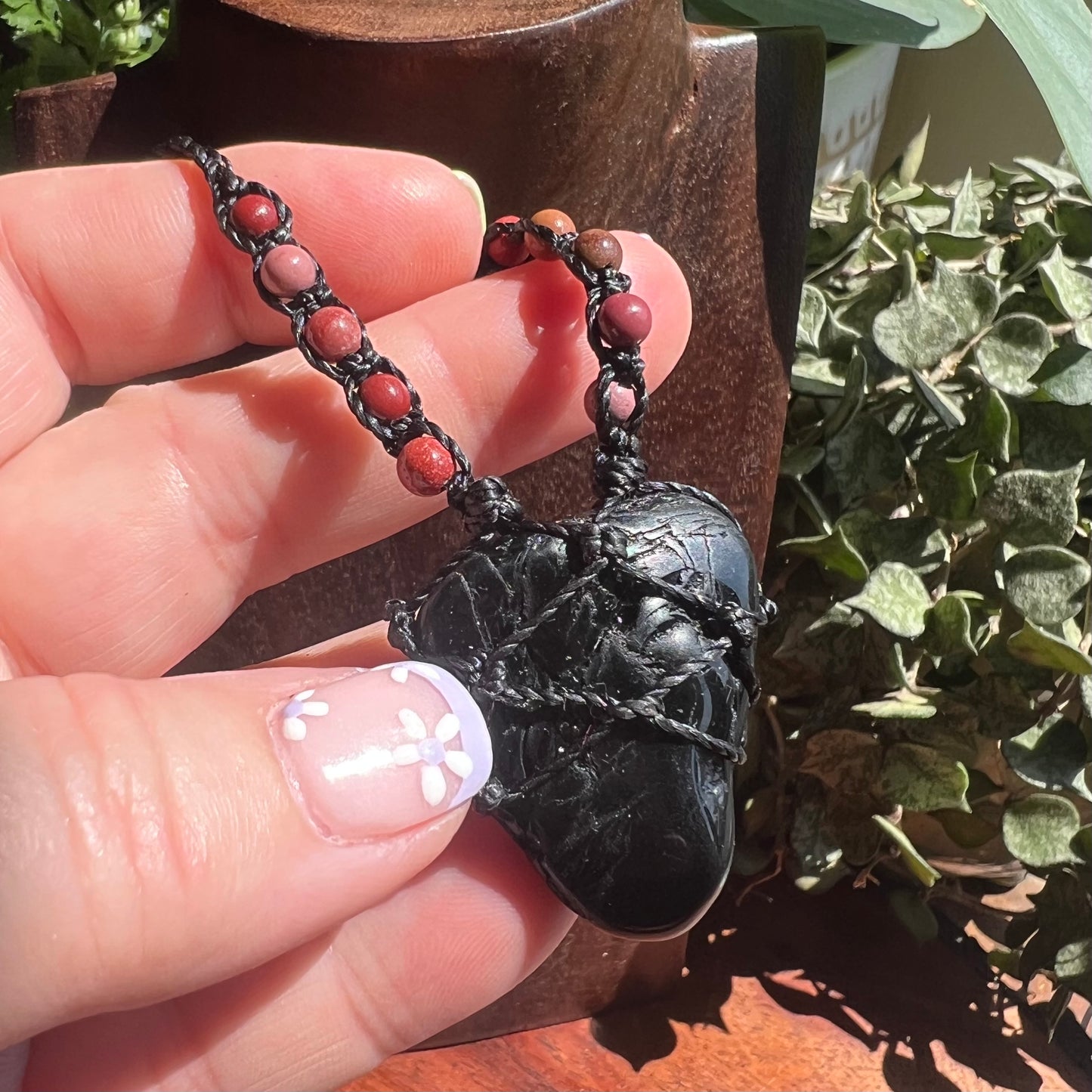 Black Tourmaline Protective Macrame Necklace