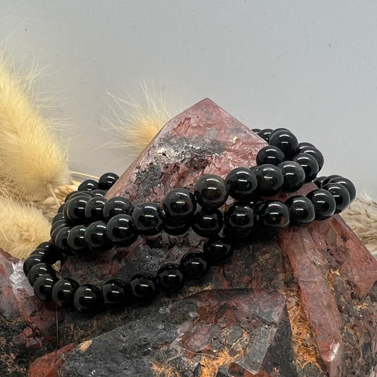 Black Tourmaline Crystal Stretch Bracelet: Protection | Positive Change | Grounding