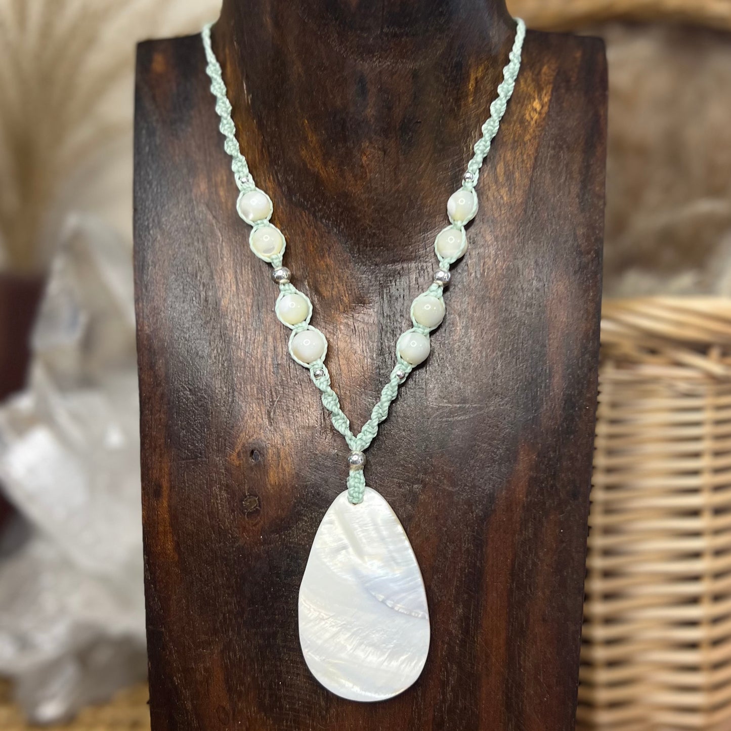 Mother of Pearl Shell Macrame Necklace