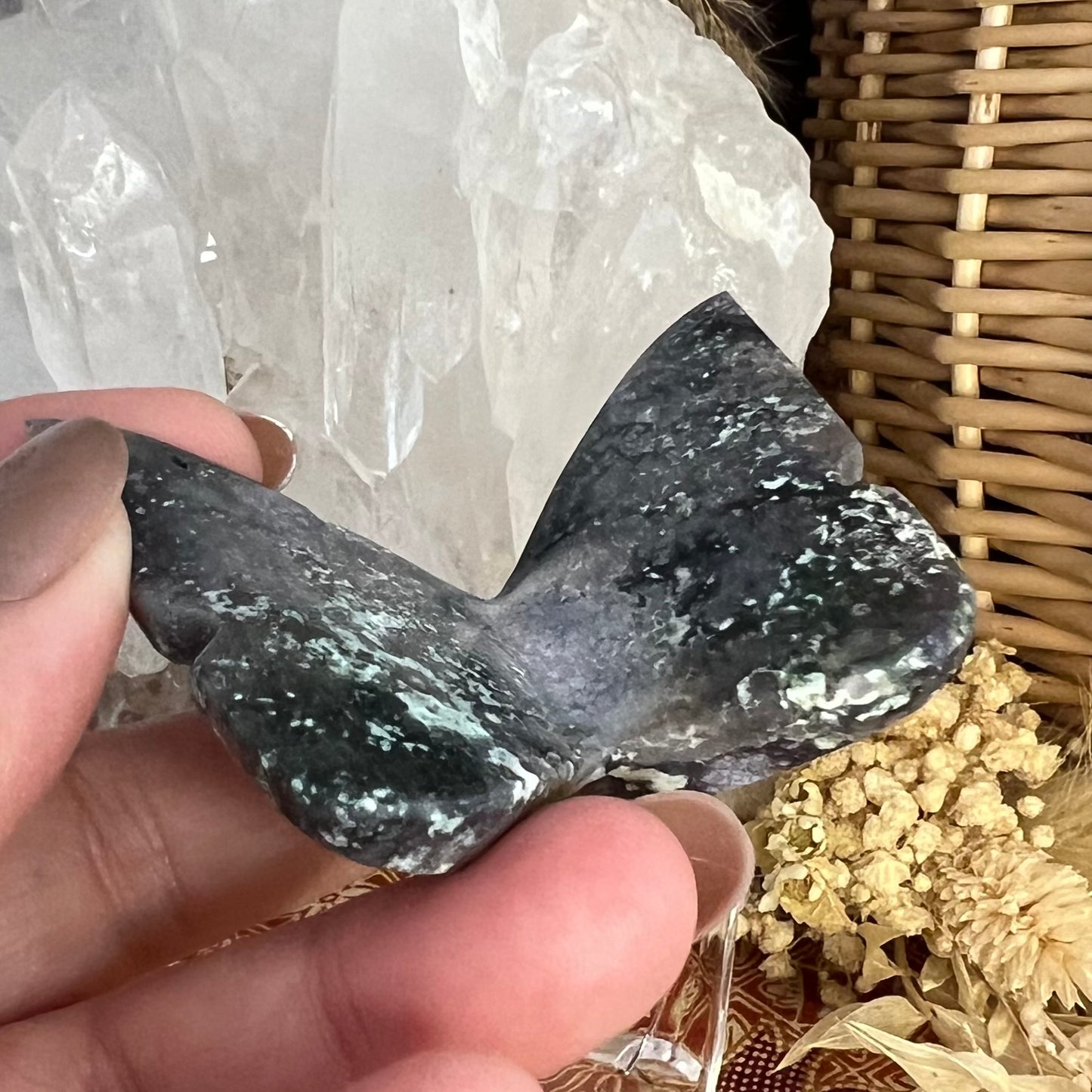 Grape Agate 3D Butterfly Carving