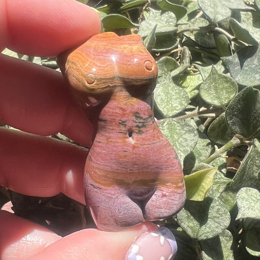 Pink and Ochre Ocean Jasper Goddess Female Body Crystal Carving