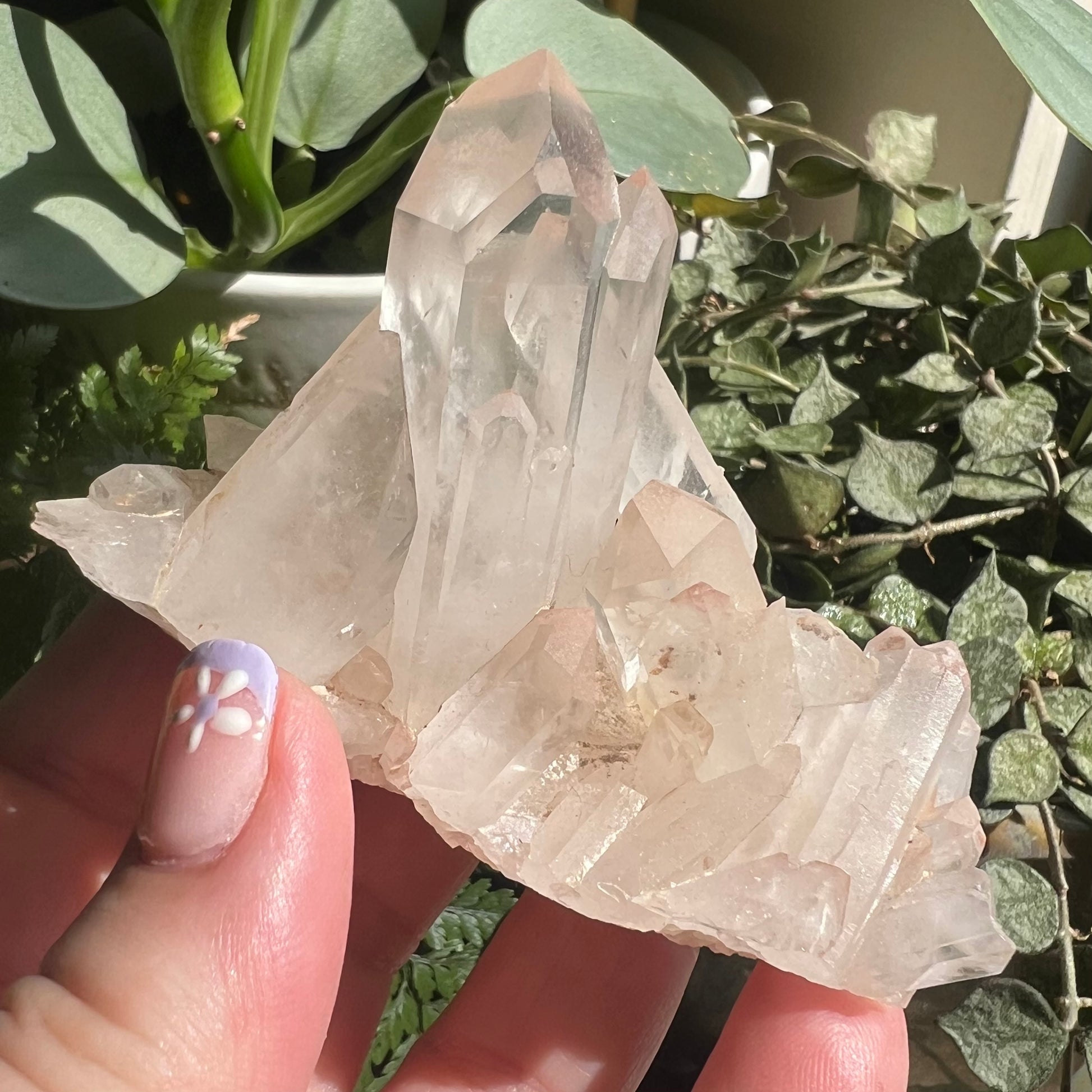 Pink Himalayan Samadhi Quartz Cluster - Twins