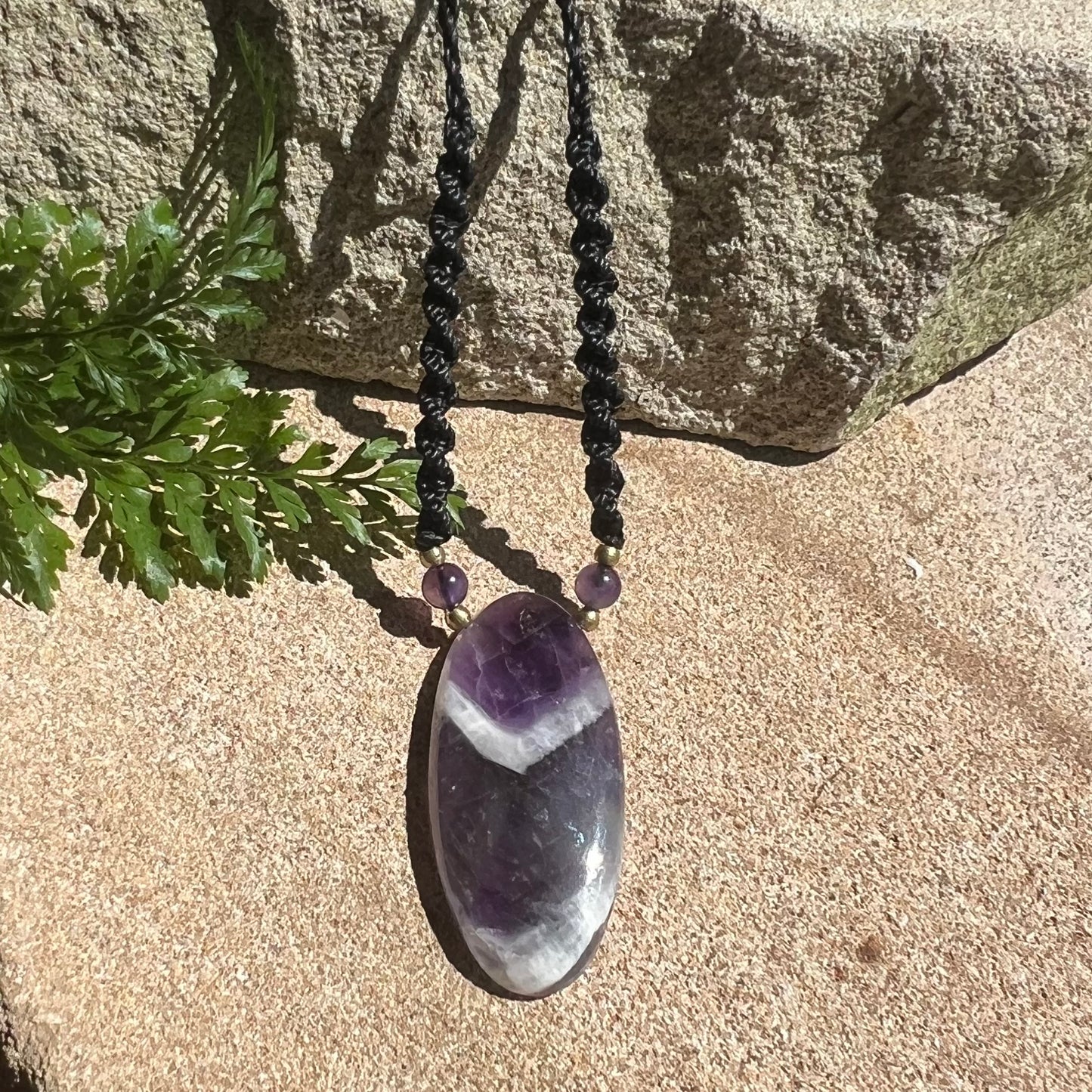 Amethyst Crystal Macrame Necklace