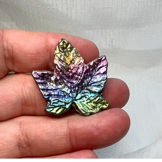 Rainbow coloured Bismuth Autumn Leaf