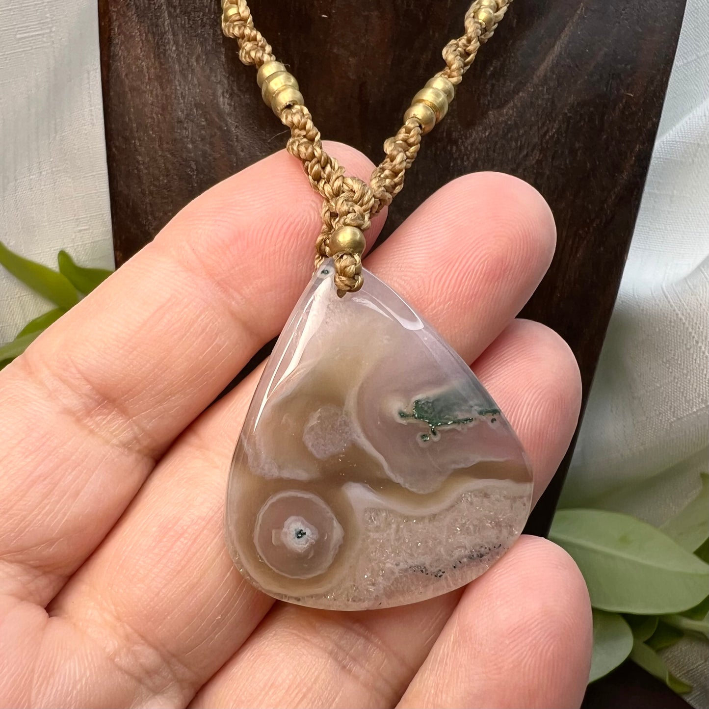 Moss Agate Macrame Necklace