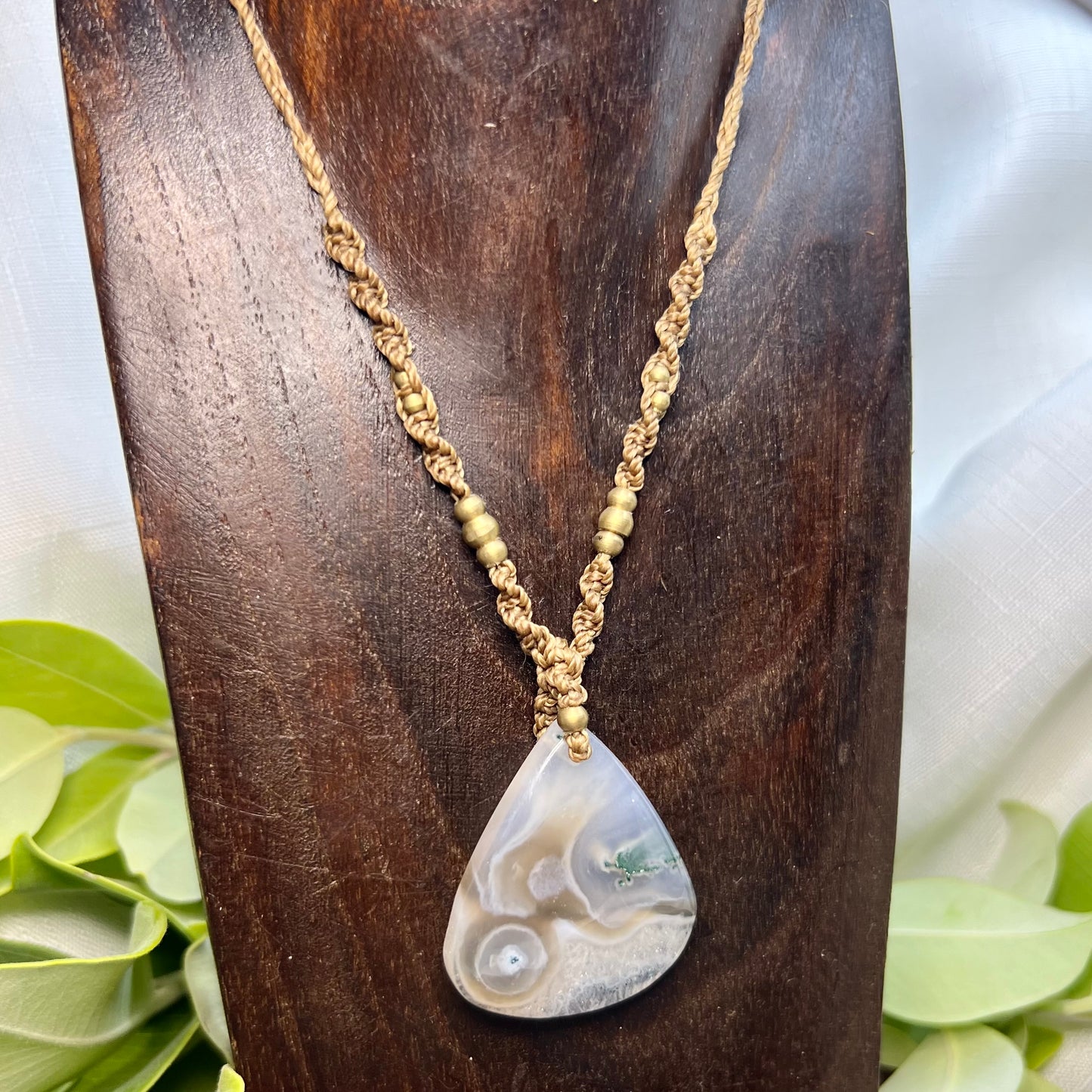 Moss Agate Macrame Necklace