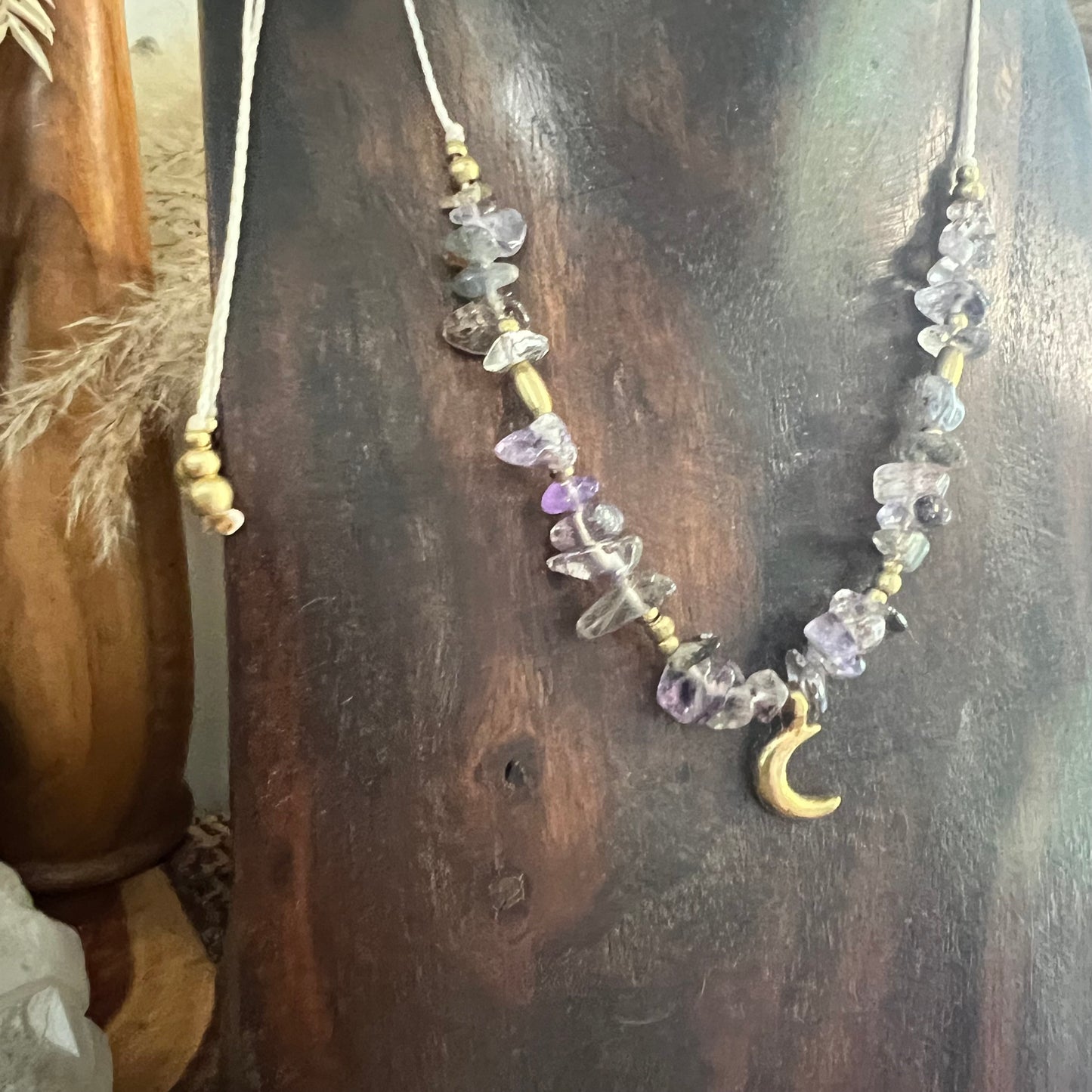Super Seven Quartz with Brass charm Crystal Necklace