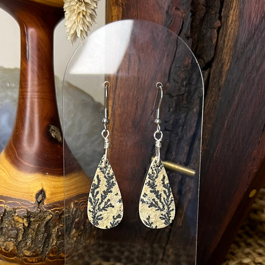 Fern-like Dendrite Limestone Earrings: Connection to Nature ∙ Transformation ∙ Harmony