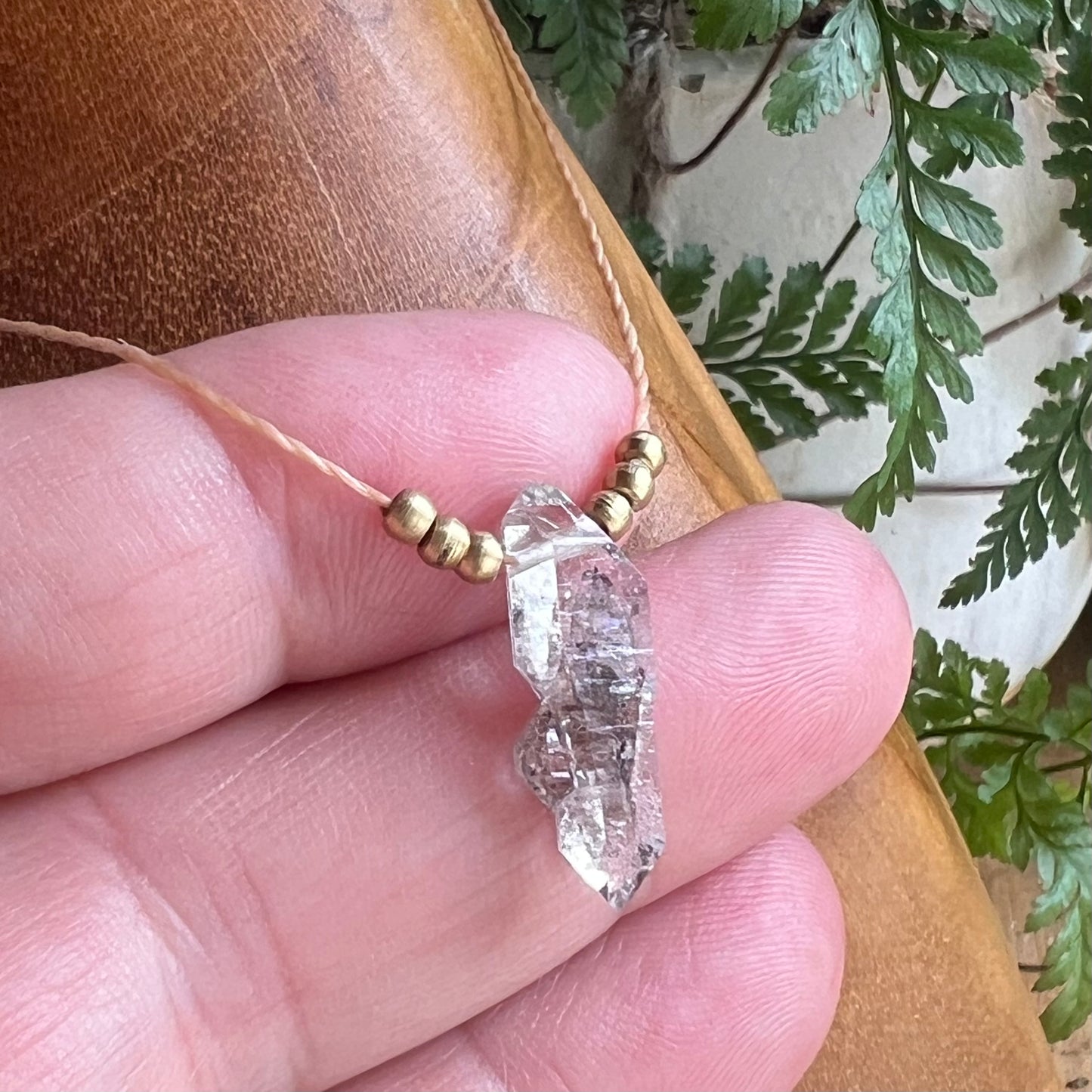 Herkimer Quartz & Brass Petite Layer Crystal Necklace