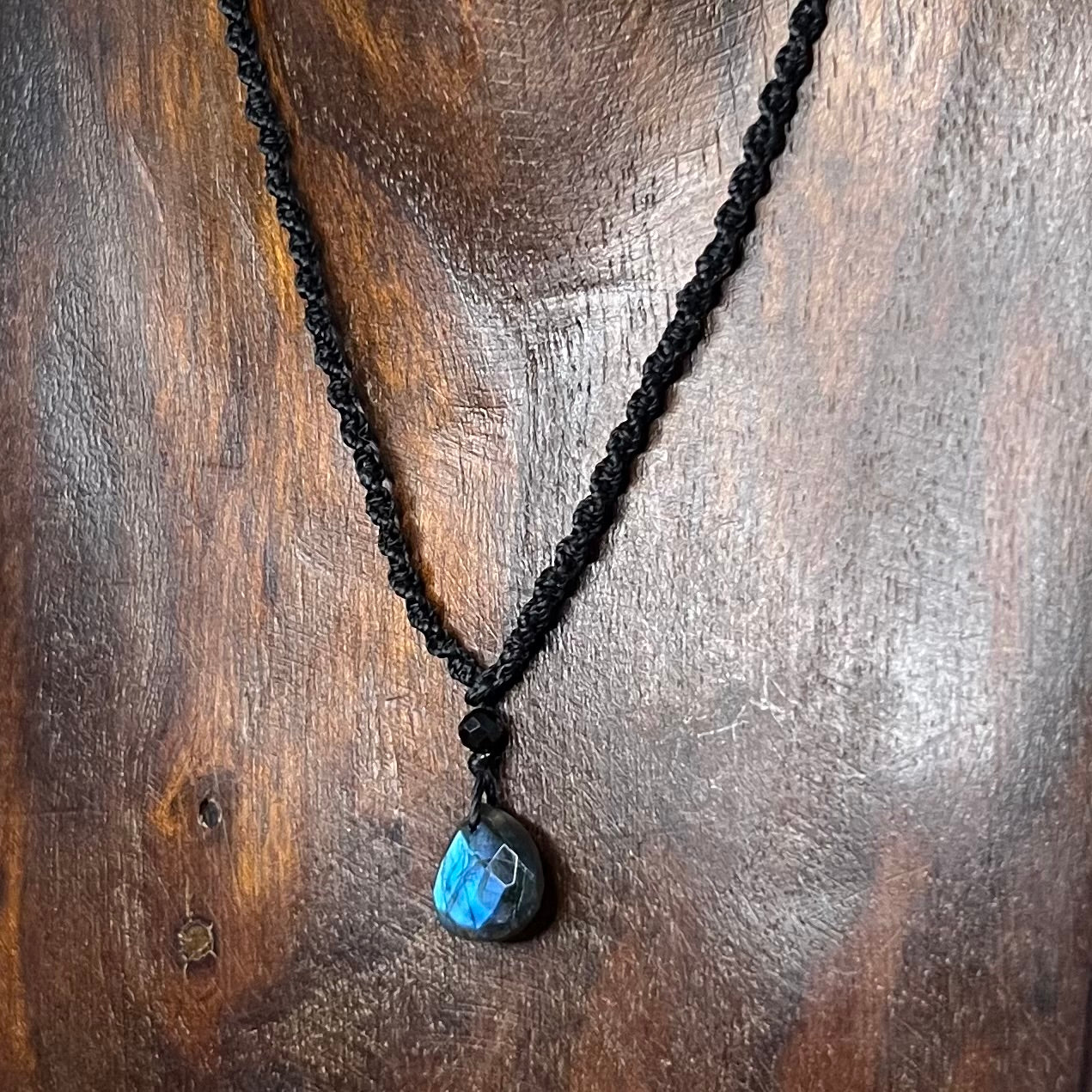 Petite Faceted Labradorite Crystal Necklace