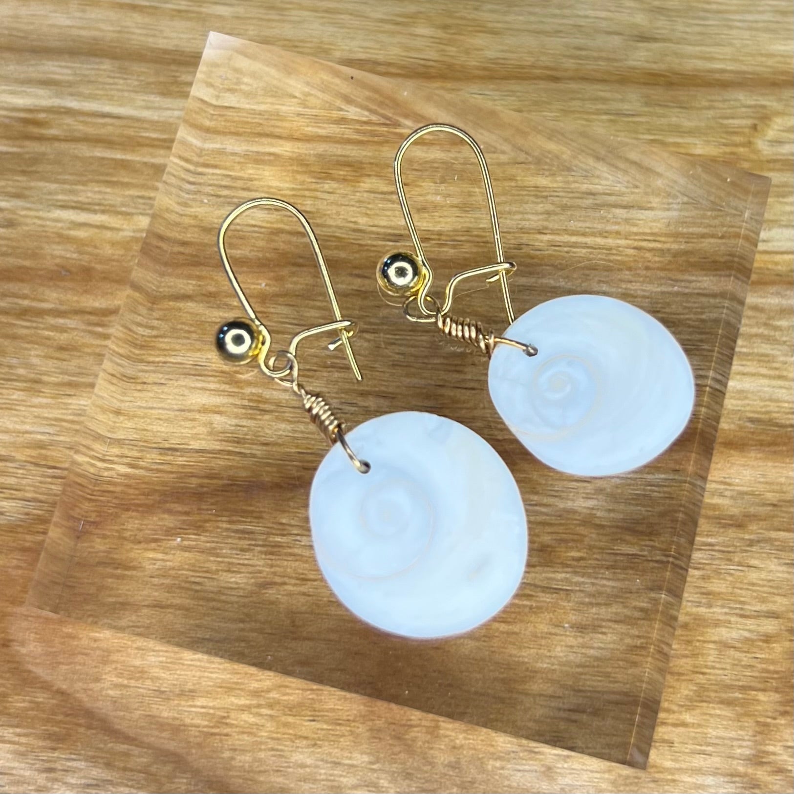 Shiva Eye Shell Gold tone Earrings: Spiritual ∙ Personal Transformation ∙ Nurturing