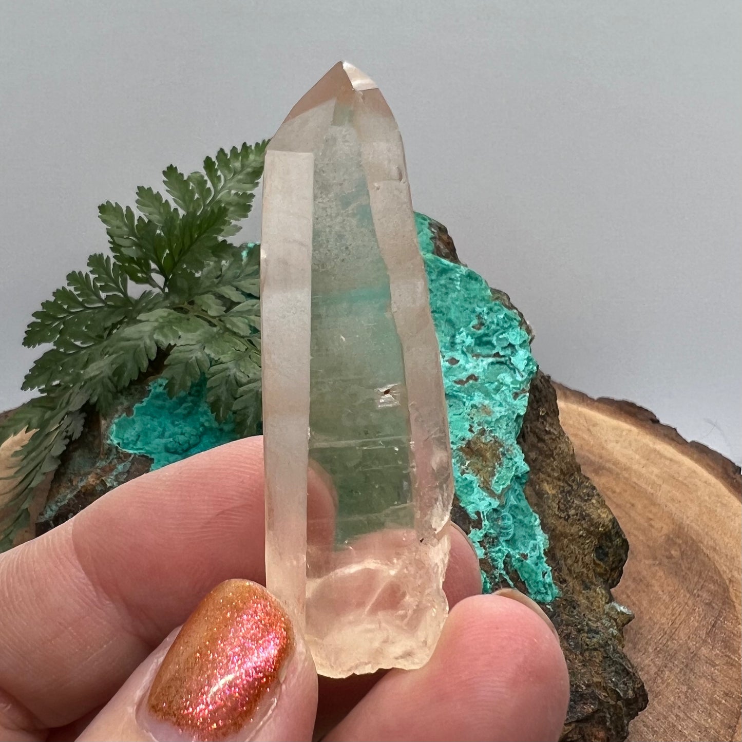 Tangerine Lemurian Quartz Point - Tessin habit with Starbrary glyphs