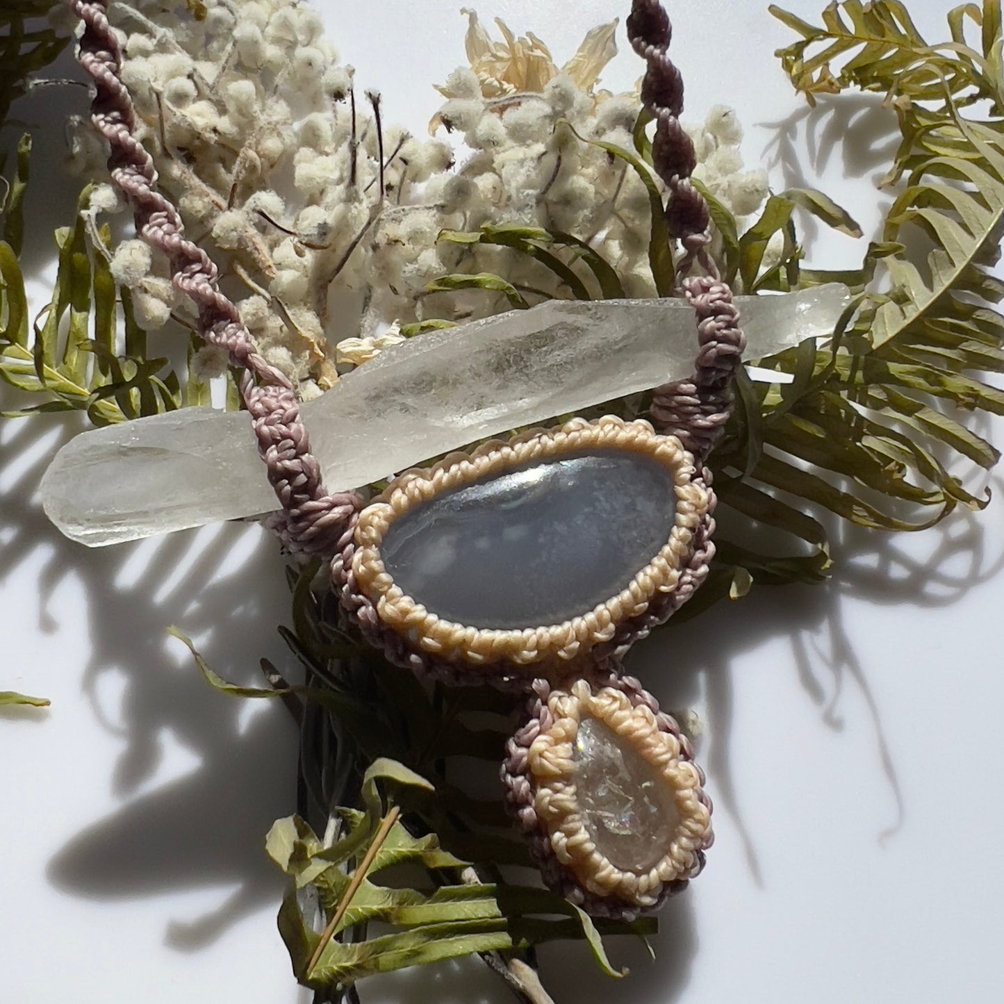 ‘Kumari - Elinahi’ Lemurian Root Quartz with Blue Chalcedony Talisman (v)