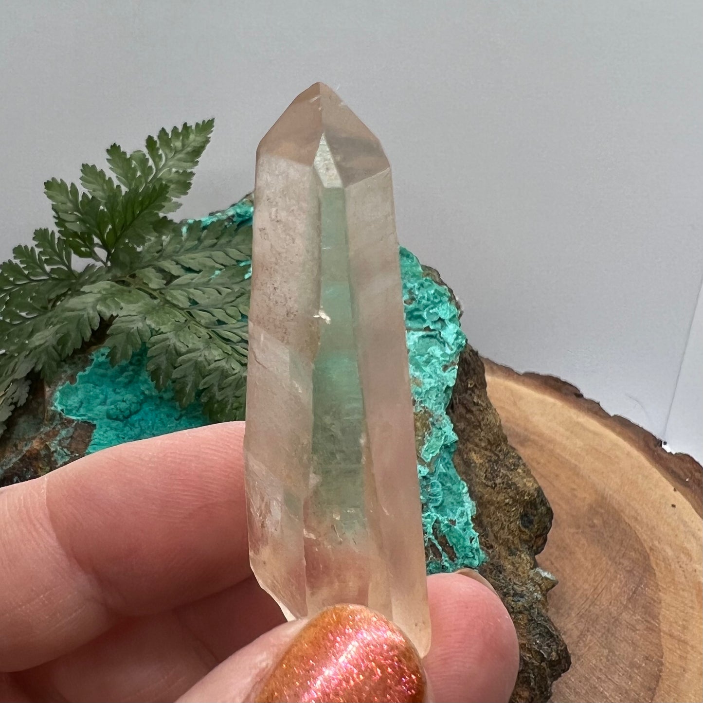 Tangerine Lemurian Quartz Point - Tessin habit with Starbrary glyphs