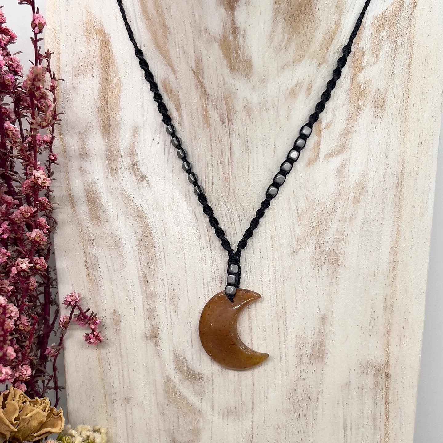 Agate Crescent Moon Necklace