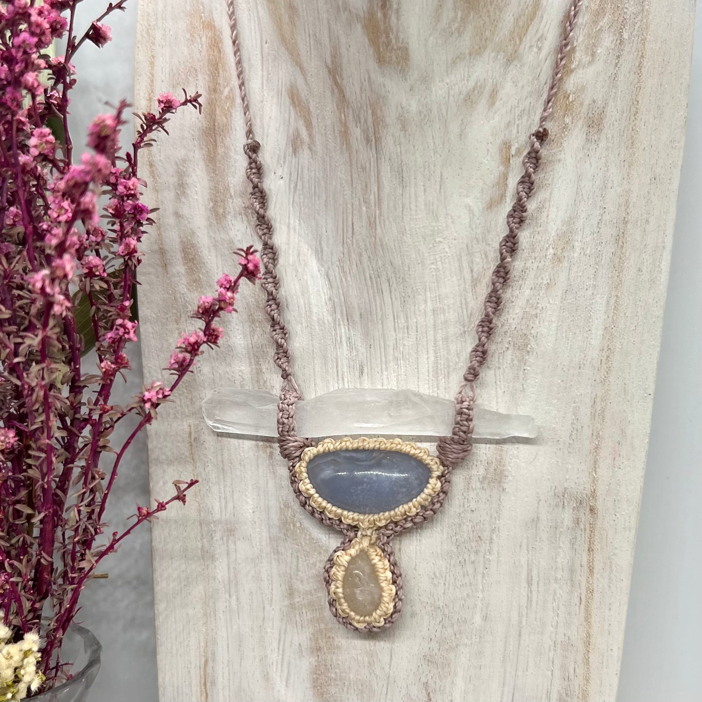 ‘Kumari - Elinahi’ Lemurian Root Quartz with Blue Chalcedony Talisman (v)