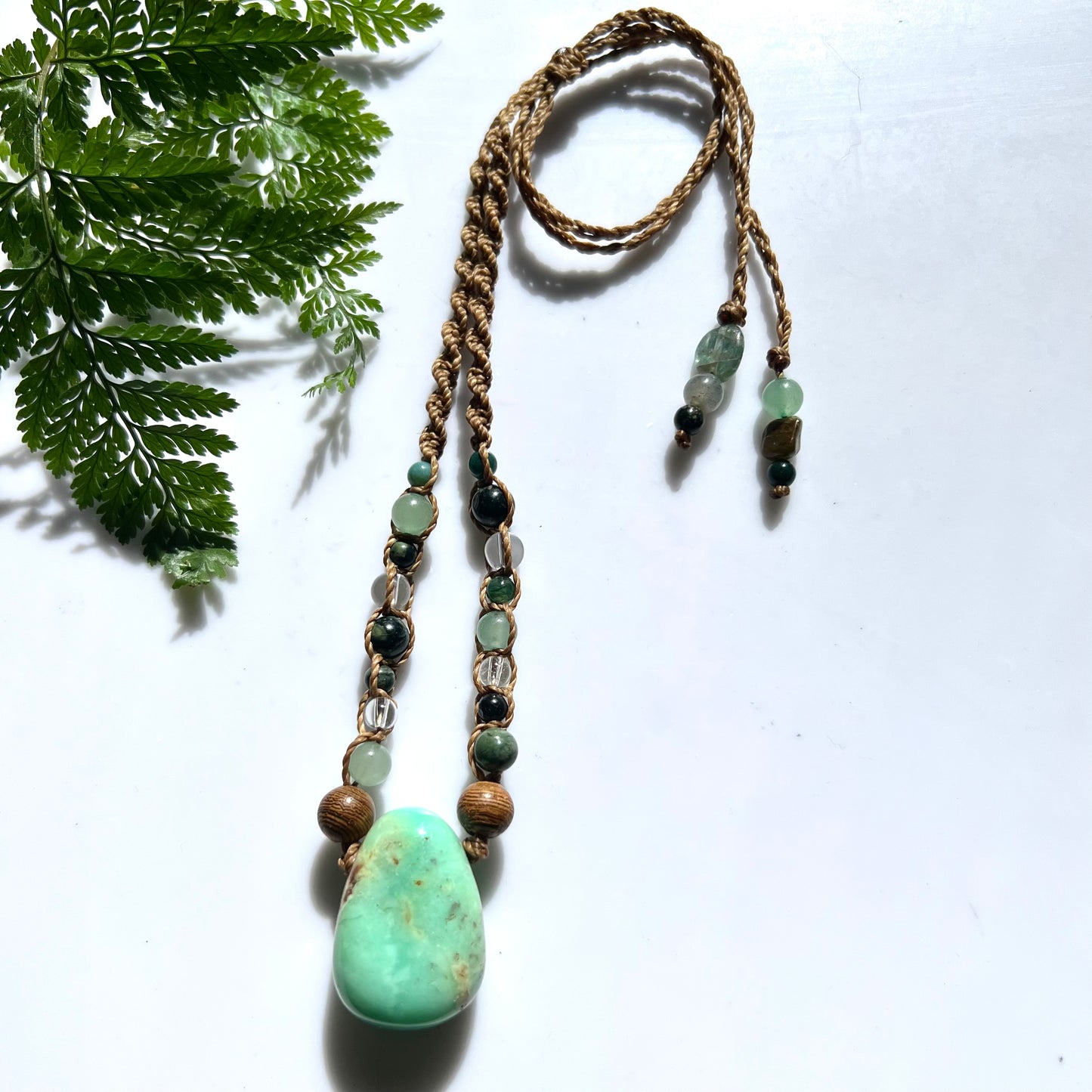 Chrysoprase & Eclectic Anhata Energy Macrame l Talisman