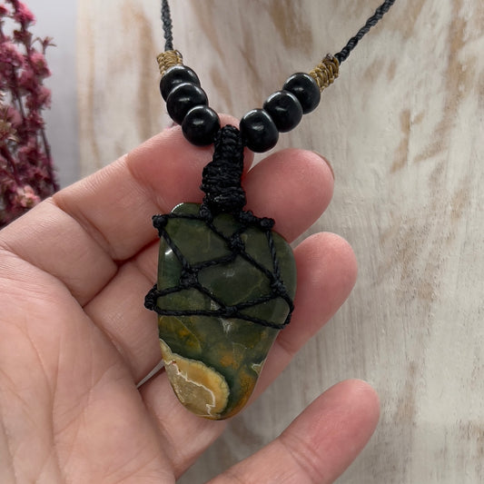 Rhyolite - Rainforest Jasper Crystal Necklace