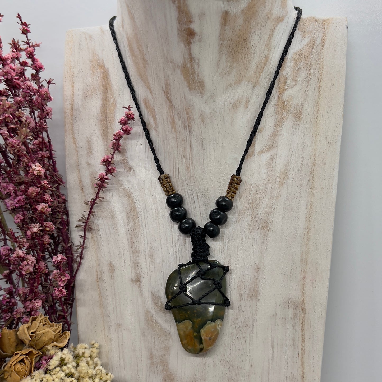 Rhyolite - Rainforest Jasper Crystal Necklace