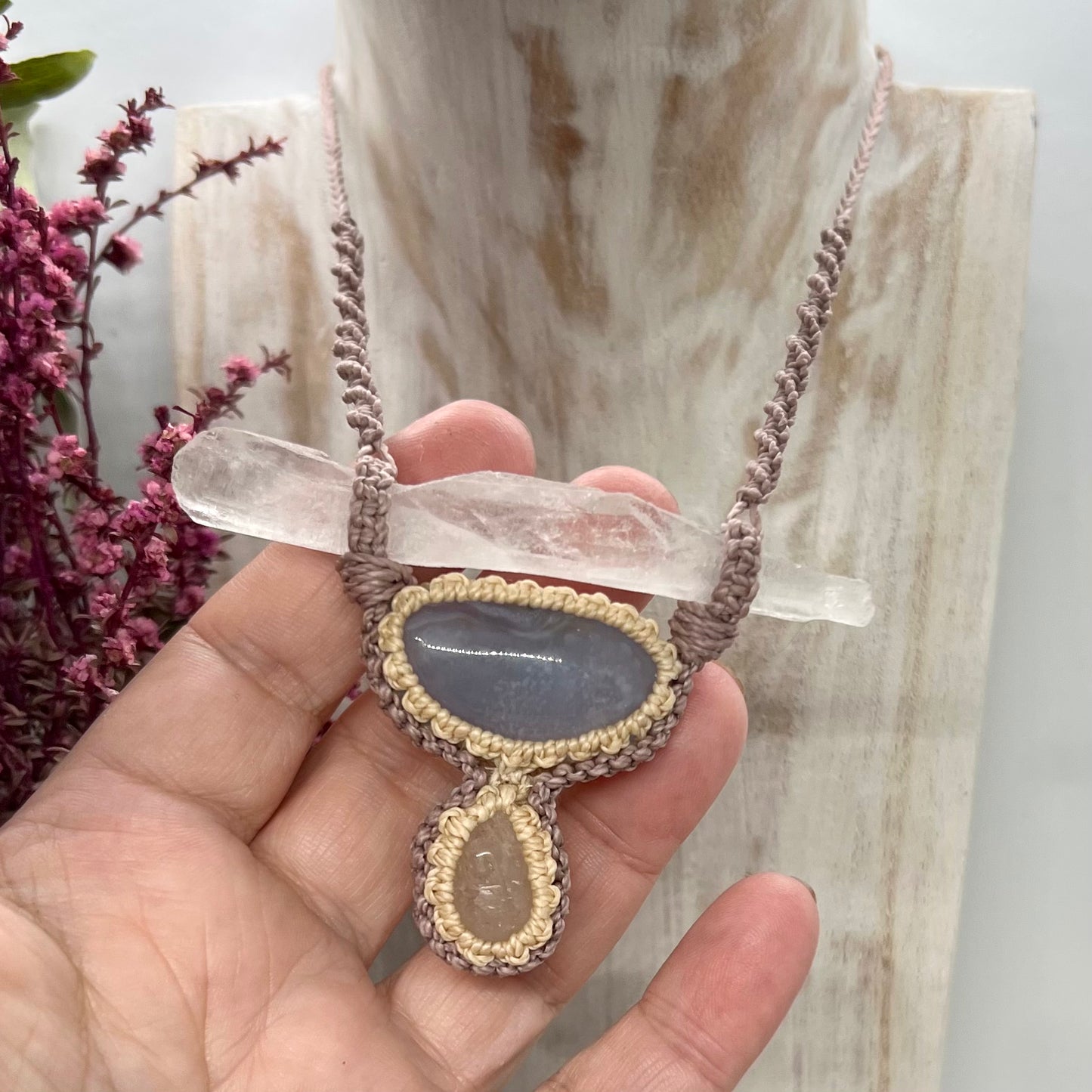 ‘Kumari - Elinahi’ Lemurian Root Quartz with Blue Chalcedony Talisman (v)