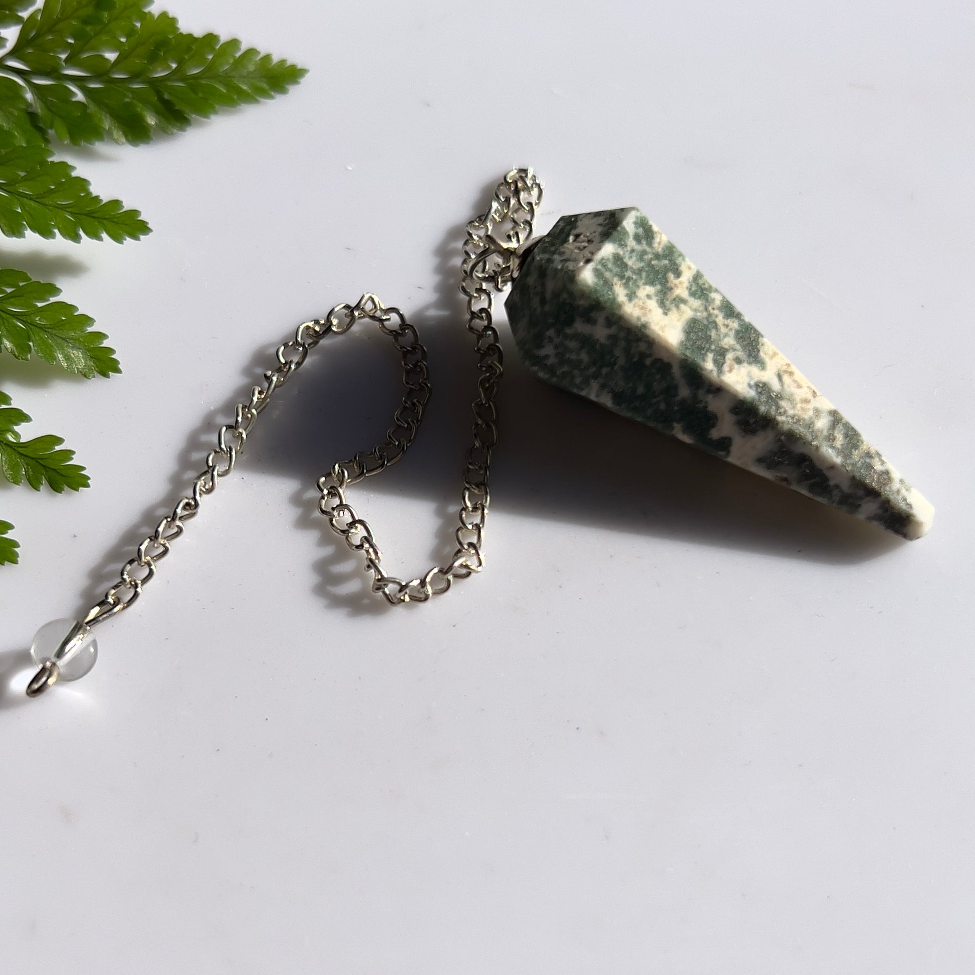Tree Agate Pendulum -Tree Agate is a crystal of stability and stamina