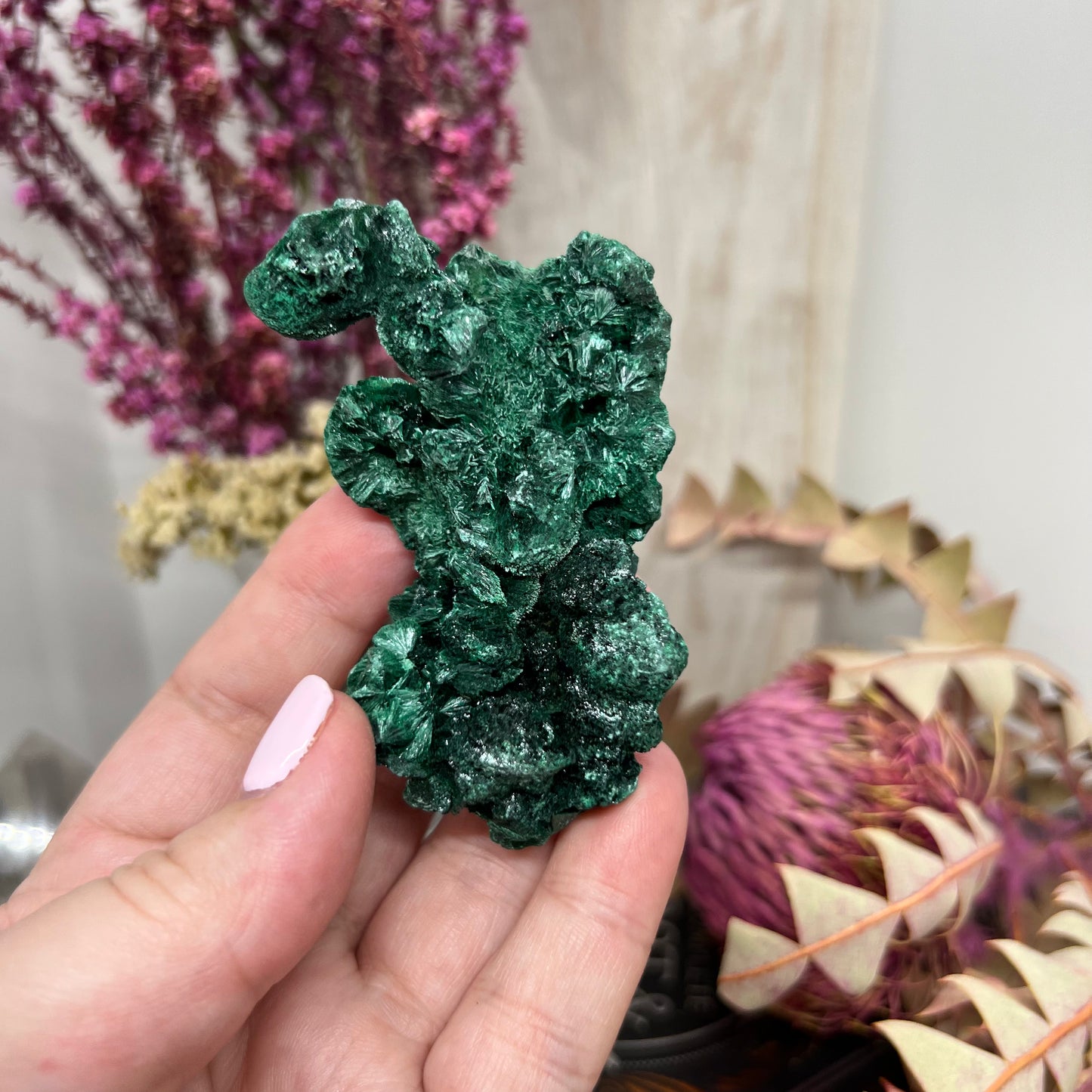 ‘Velvet’ Malachite (Congo): Botryoidal, silky fibrous specimen (106.45g)