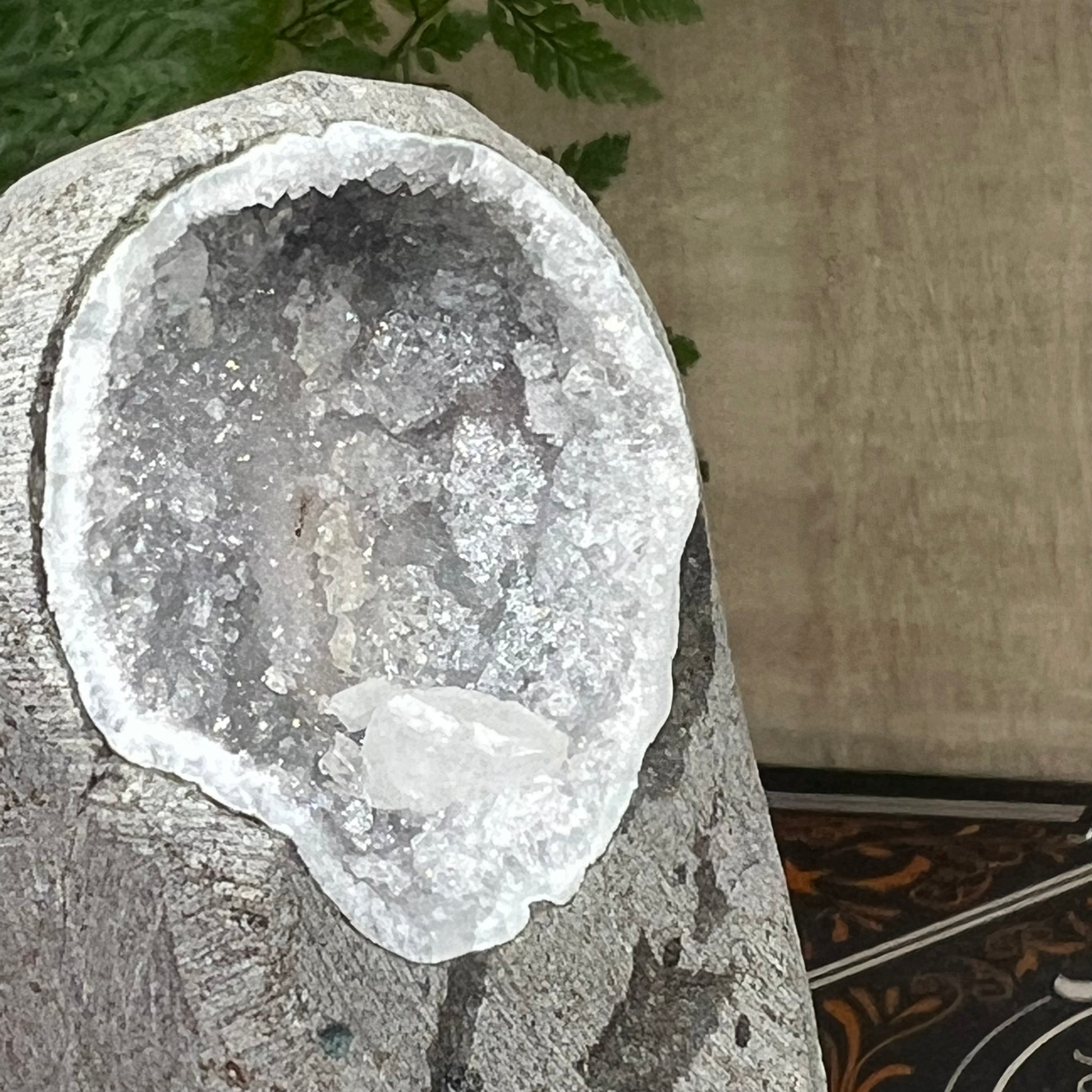 Geode Apophyllite Cluster Specimen on Matrix Zeolite