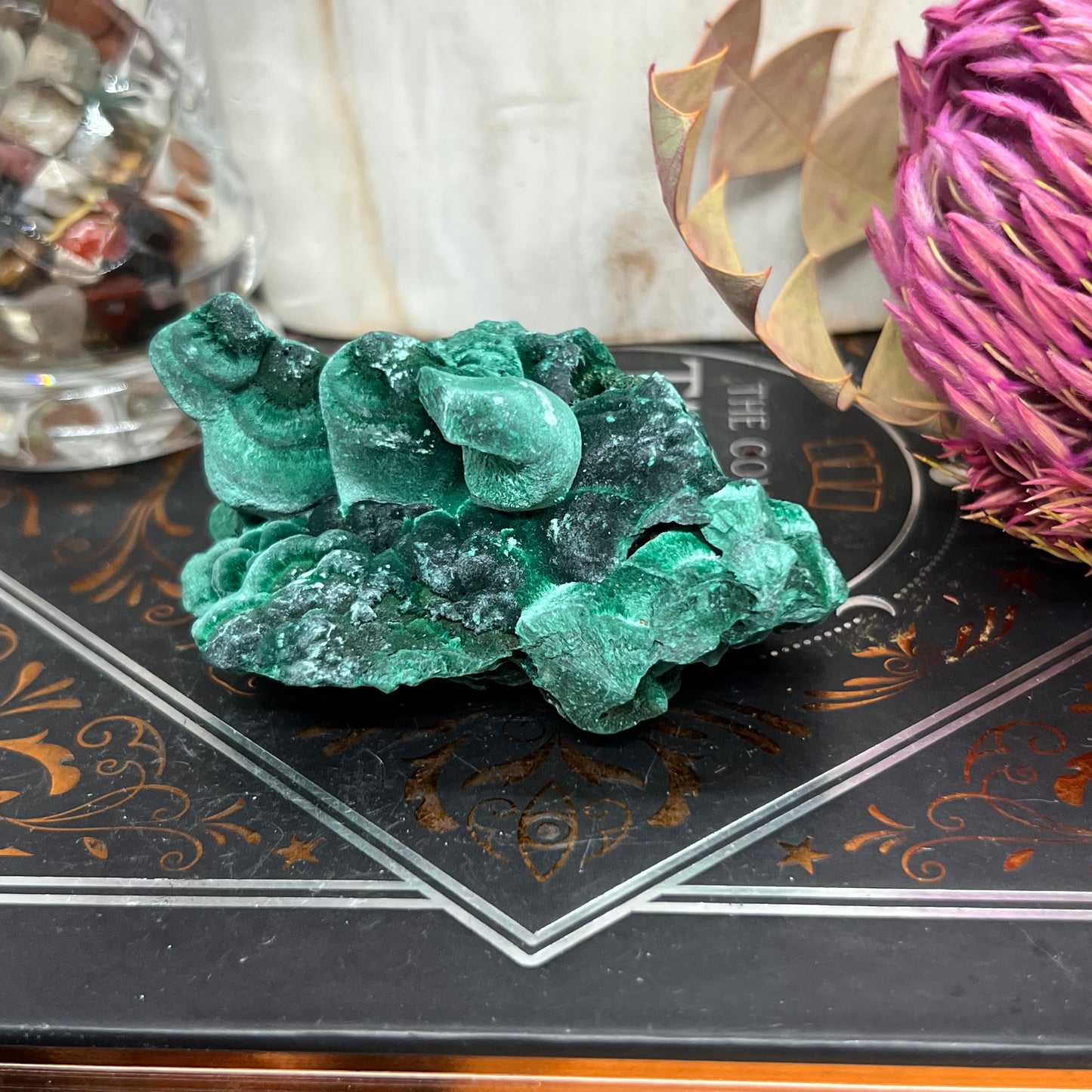 ‘Velvet’ Malachite (Congo): Botryoidal, silky fibrous specimen (157.16g)