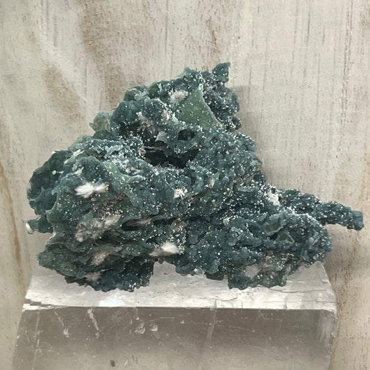 Large Green Chalcedony Coral with Okenite zeolite specimen