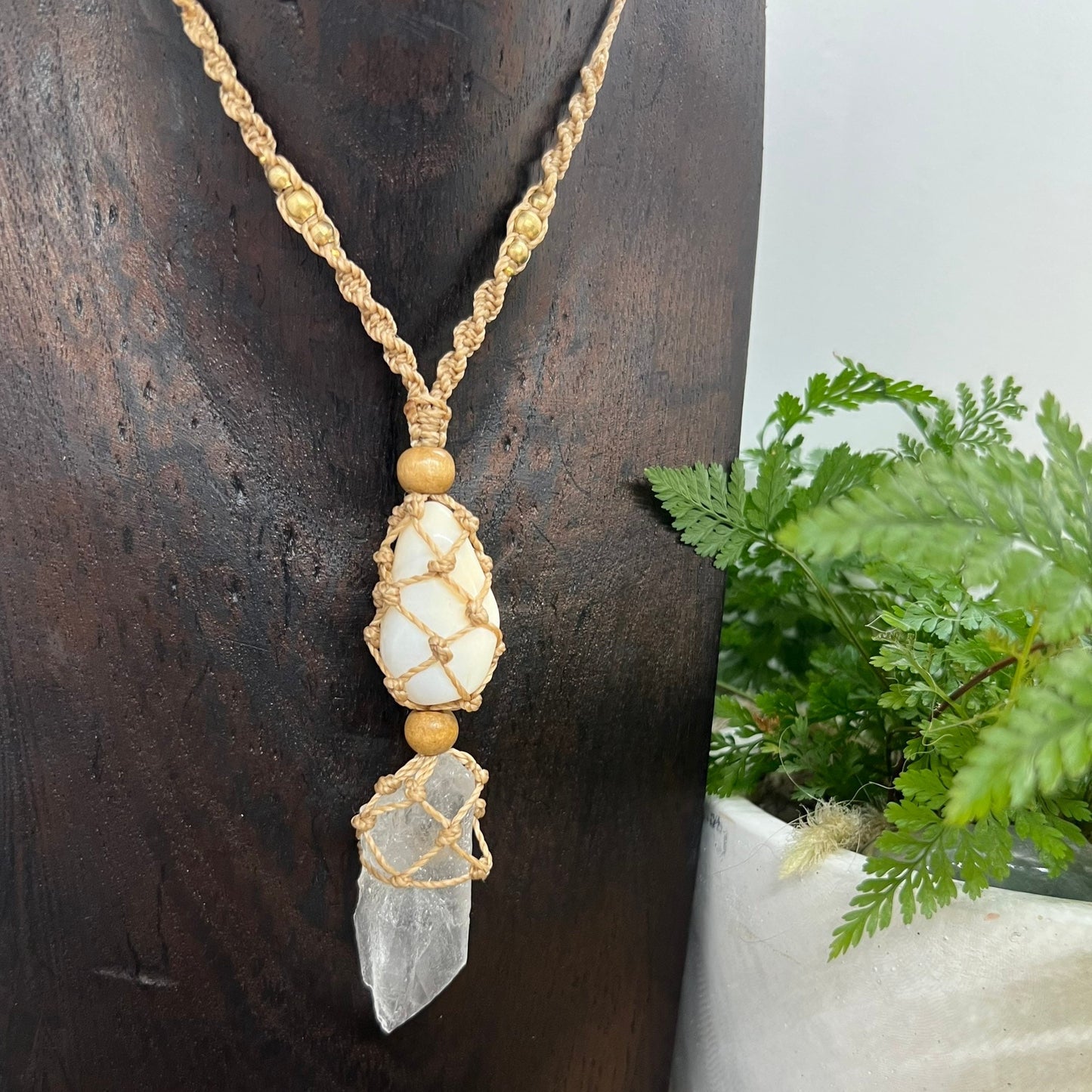 βSoul Speakβ Lemurian Root Quartz and White Opal