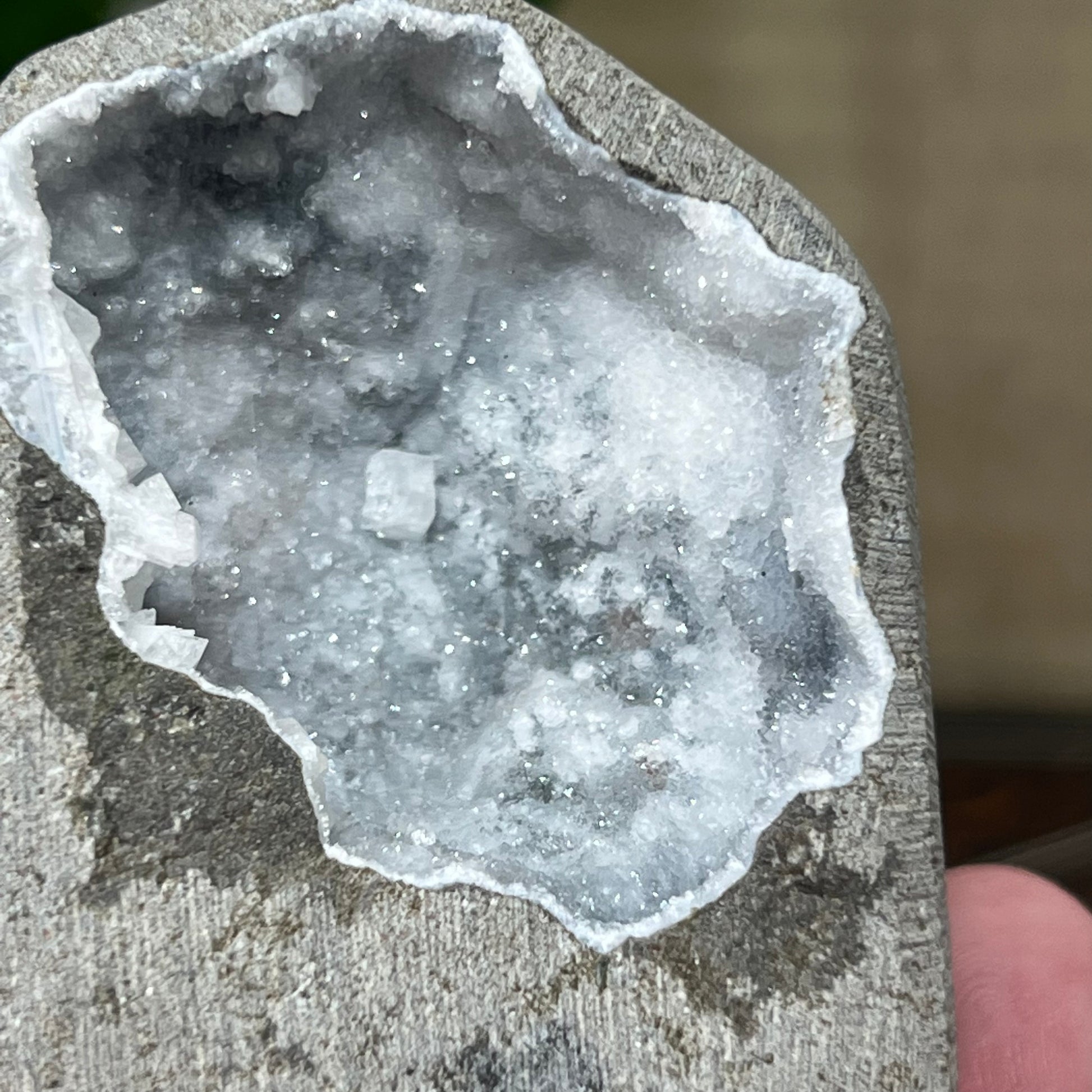 Geode Apophyllite Cluster Specimen on Matrix Zeolite