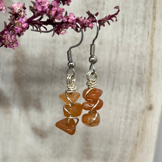 Carnelian Wire Wrapped Earrings
