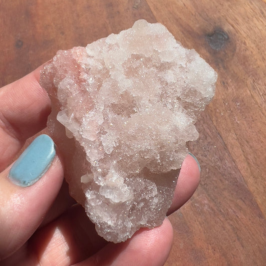 Pink Apophyllite Sugar Druzy Cluster with Cream Stilbite