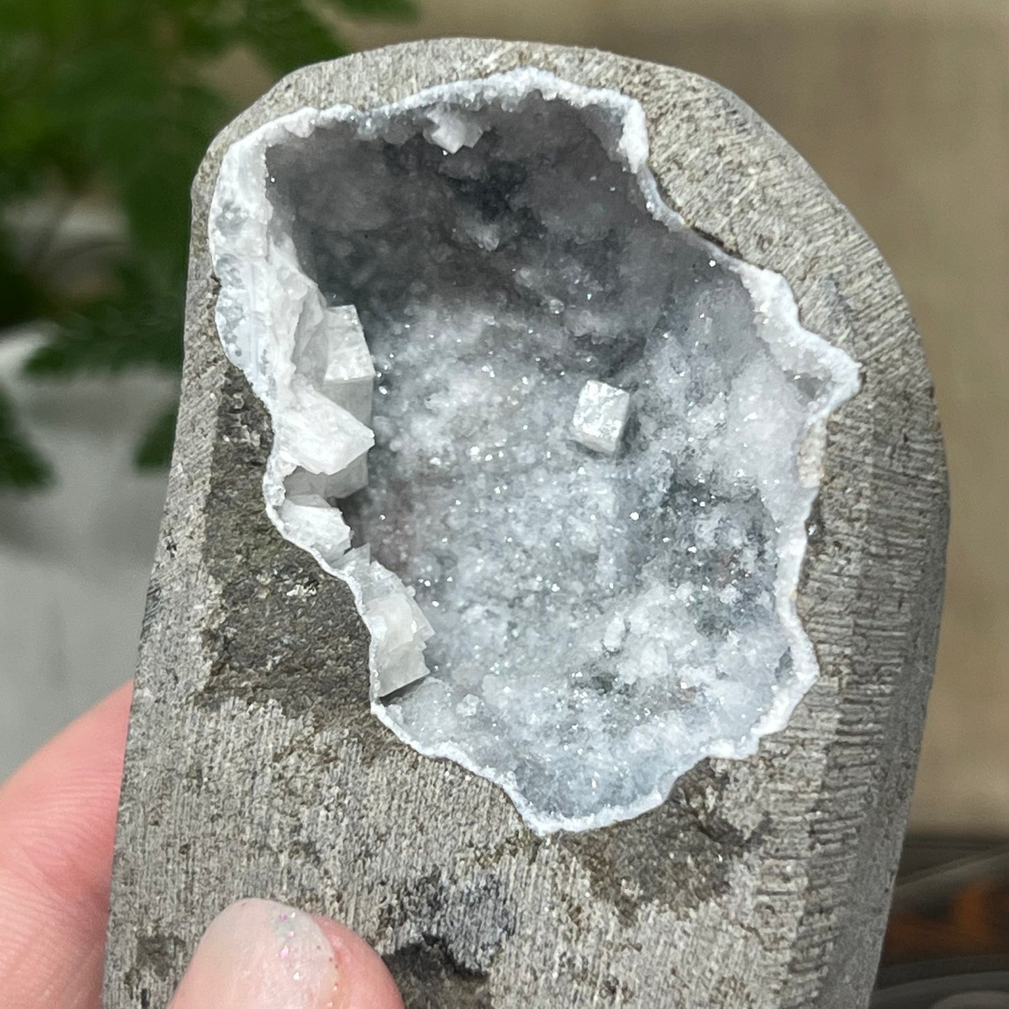 Geode Apophyllite Cluster Specimen on Matrix Zeolite