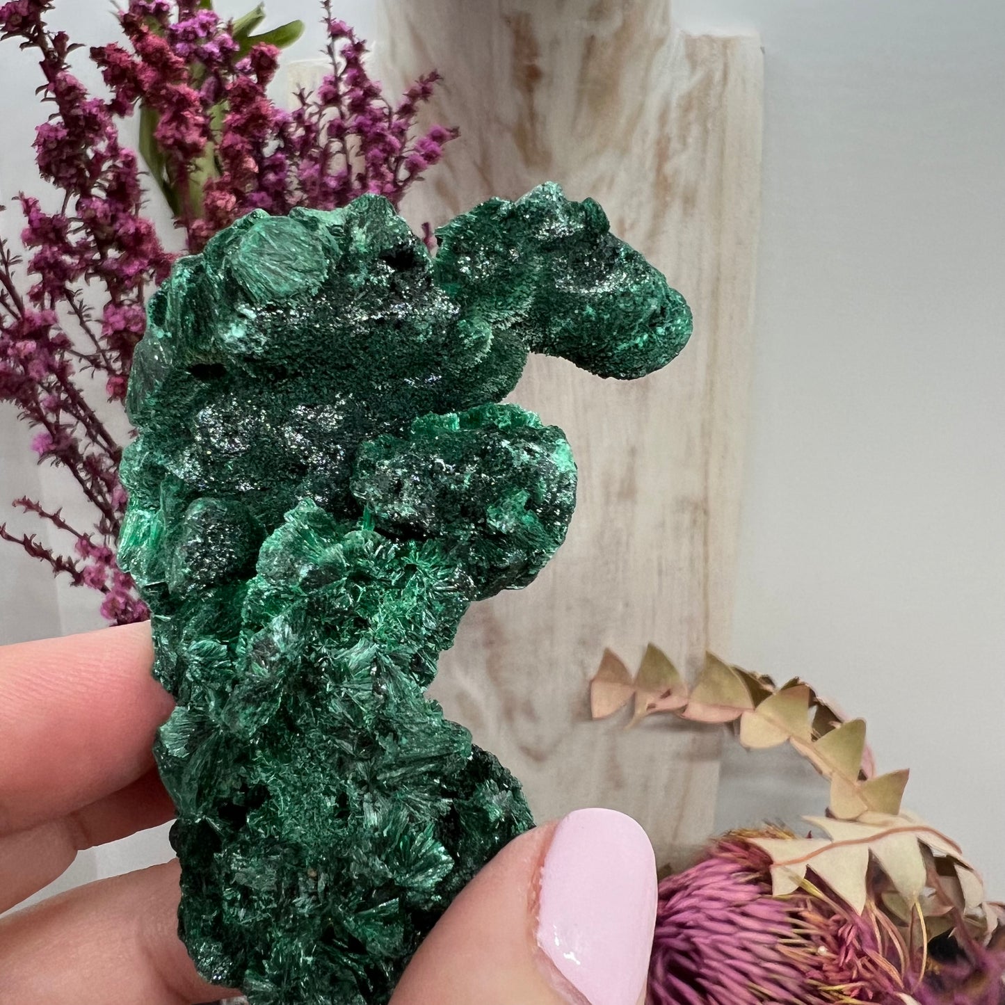 ‘Velvet’ Malachite (Congo): Botryoidal, silky fibrous specimen (106.45g)