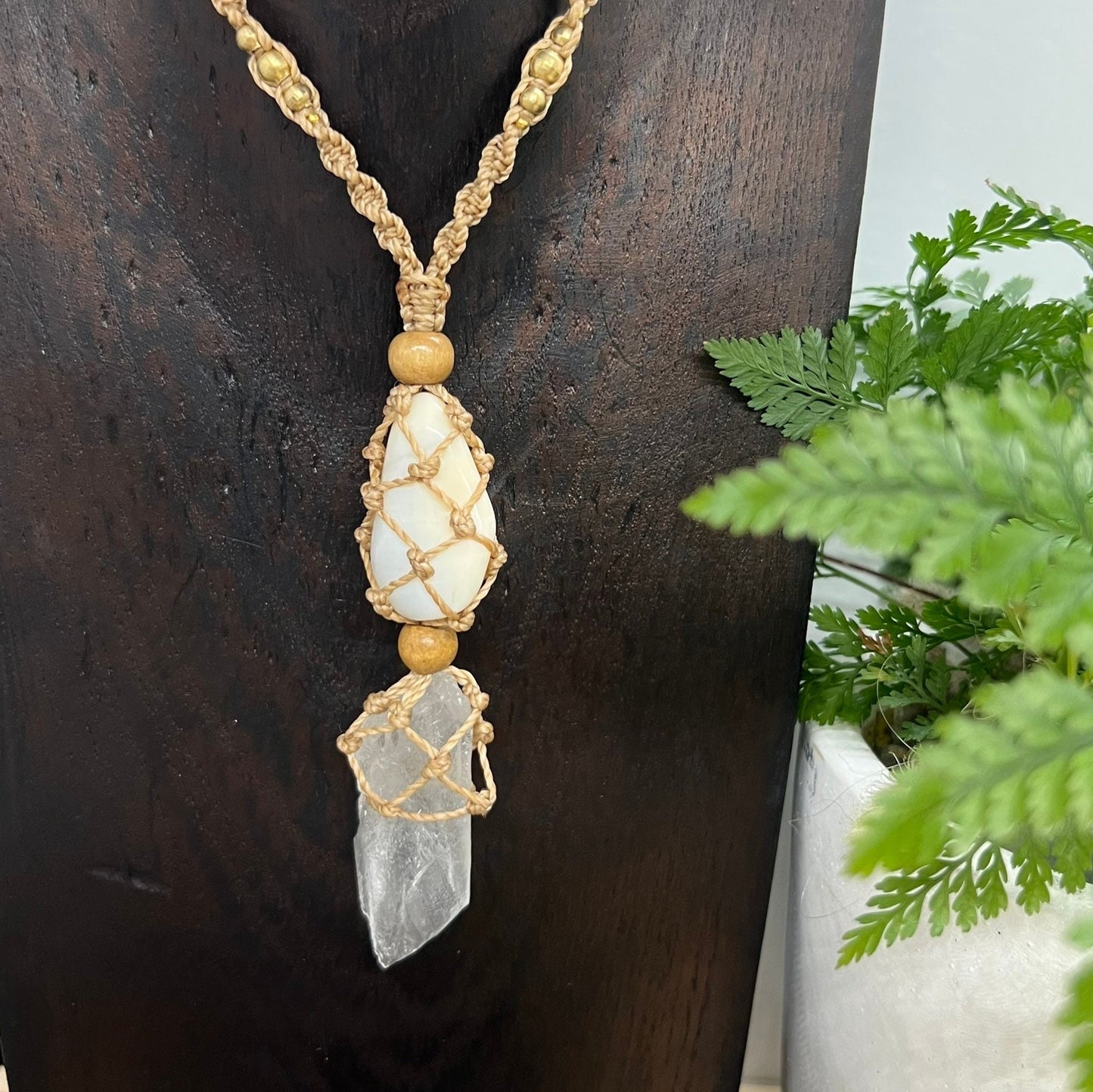 βSoul Speakβ Lemurian Root Quartz and White Opal