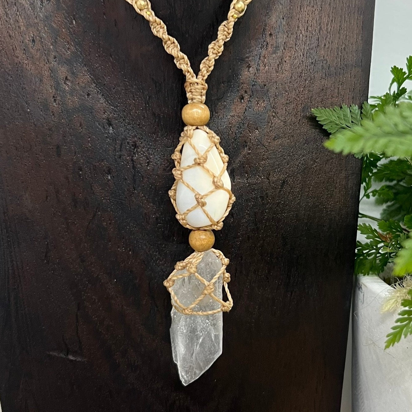 βSoul Speakβ Lemurian Root Quartz and White Opal