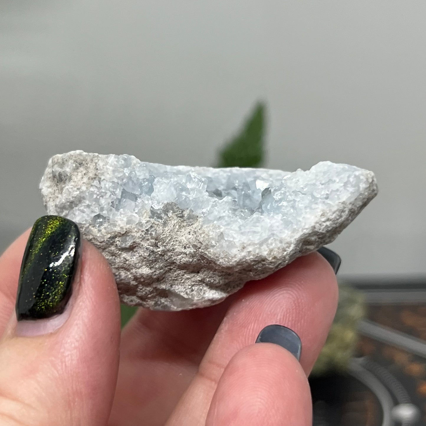 Celestite Geode Cluster - Sparkling and sweet, silvery-blue magic