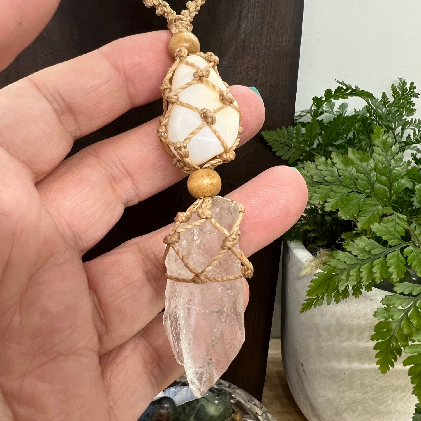 βSoul Speakβ Lemurian Root Quartz and White Opal
